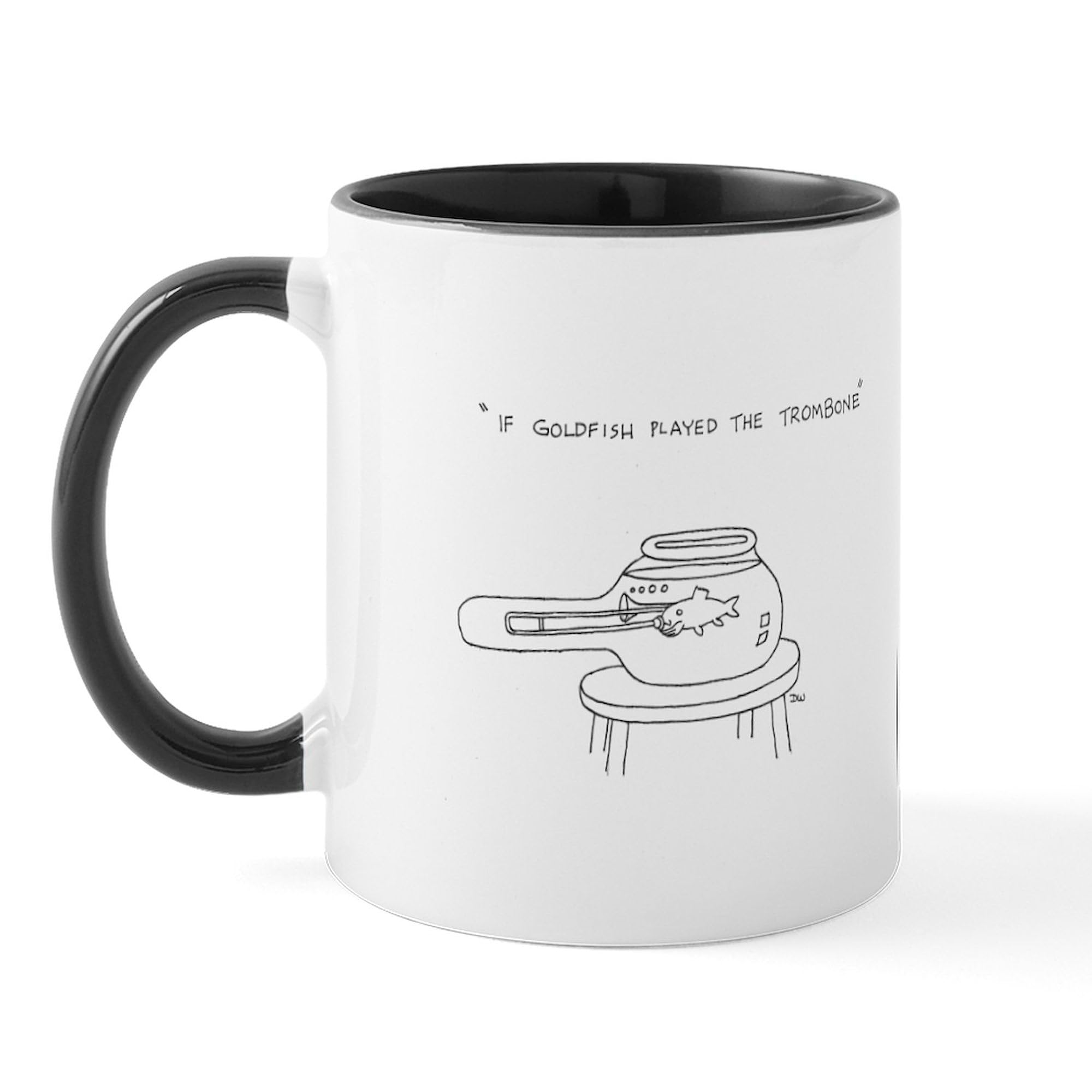 11 oz (325 ml) Ceramic Coffee Mug with Trombone Goldfish Design - Perfect for Tea, Coffee & Hot Beverages at Home, Office or Gifts