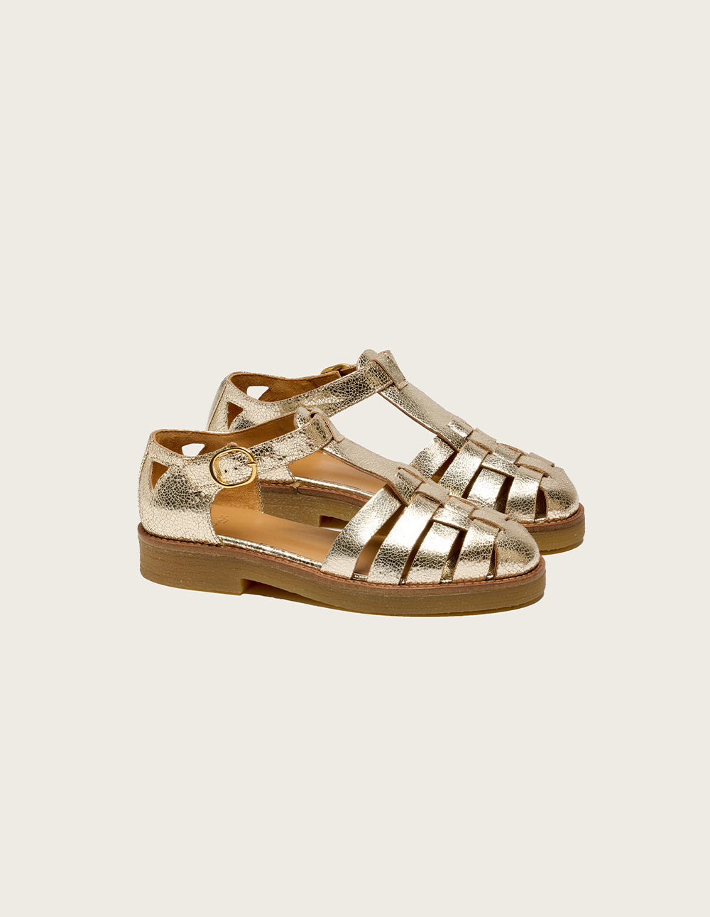 Champagne Grain Leather Charlie Sandals - Women's Comfortable Casual Sandals for Summer, Beach, and Vacation Wear