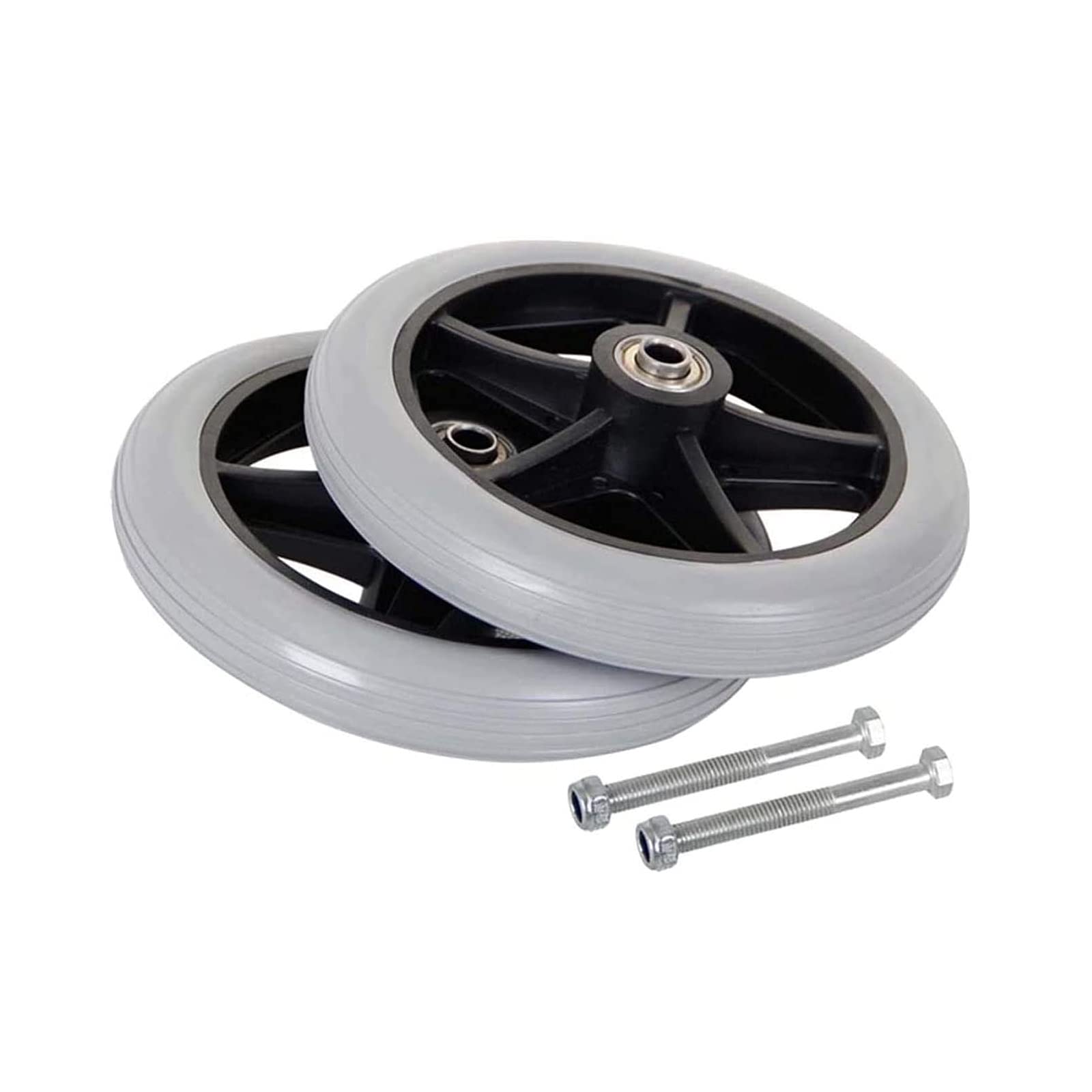 6 Inch / 7 Inch / 8 Inch / 10 Inch Wheelchair Front Caster Wheels - Pack of 2, Silent, Anti-Wear & Non-Slip Replacement Wheels for Wheelchairs and Walkers (Gray 6 Inch) - Ideal for Smooth Indoor/Outdoor Mobility and Daily Use