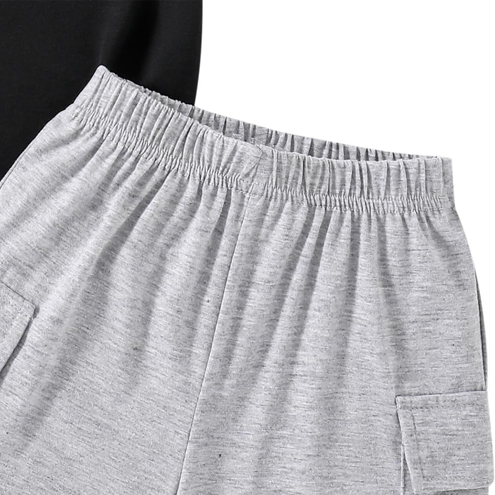 **Toddler Boys' Letter Print Short Sleeve T-Shirt & Cargo Shorts Set - Cool Summer Outfits for Kids - Perfect for Playtime, Beach & Outdoor Adventures**