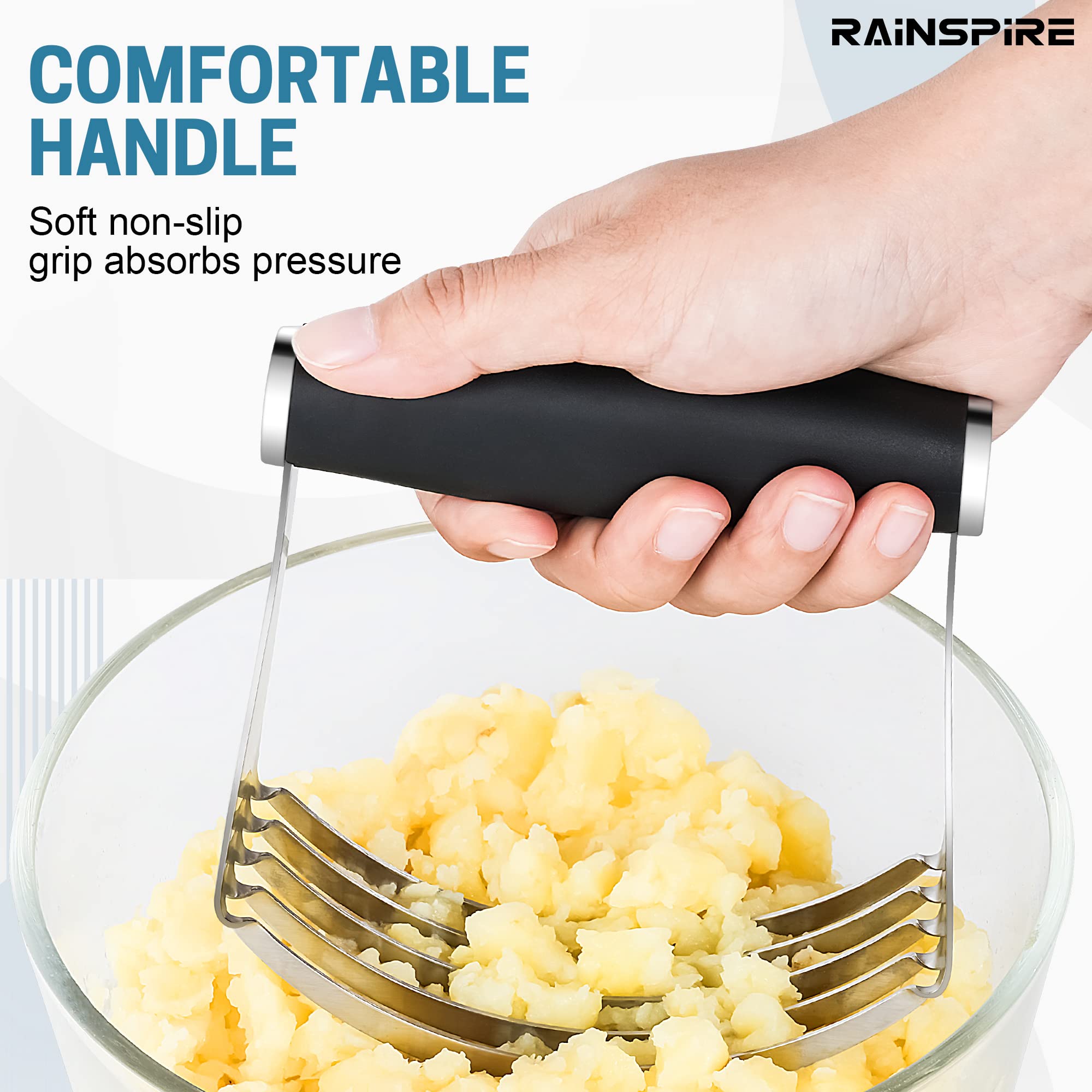 Rainspire XL Heavy Duty Stainless Steel Pastry Cutter - Professional Dough Blender with Sharp Thick Blades for Baking, Pie Crust, Cookies & Pastry Making | Dishwasher Safe Black Pastry Tool for Easy Mixing & Cutting Butter | Perfect for Home Bakers & Professional Kitchens