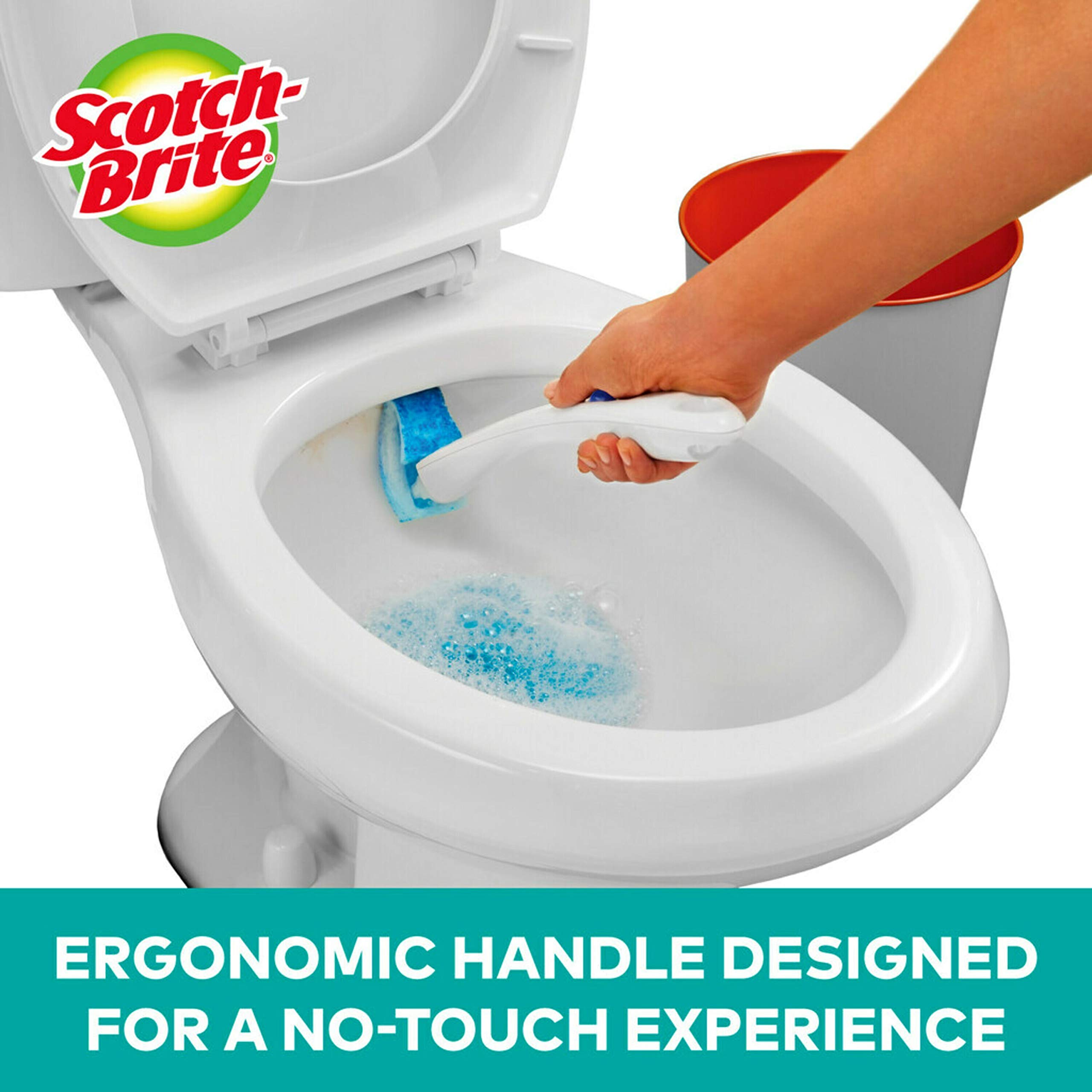 Scotch-Brite Disposable Toilet Scrubber Cleaning System - Heavy Duty Bathroom Cleaning Brush with Handle for Stains & Grime - Perfect for Toilets, Sinks & Tubs