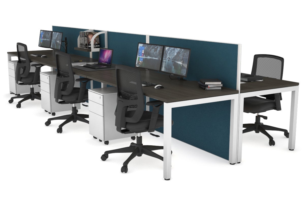 Horizon Quadro 6p Bench with Square Legs - 1800L x 800W Office Workstation with Cable Management Scallop - Perfect for Modern Workspaces, Conference Rooms & Collaborative Office Environments