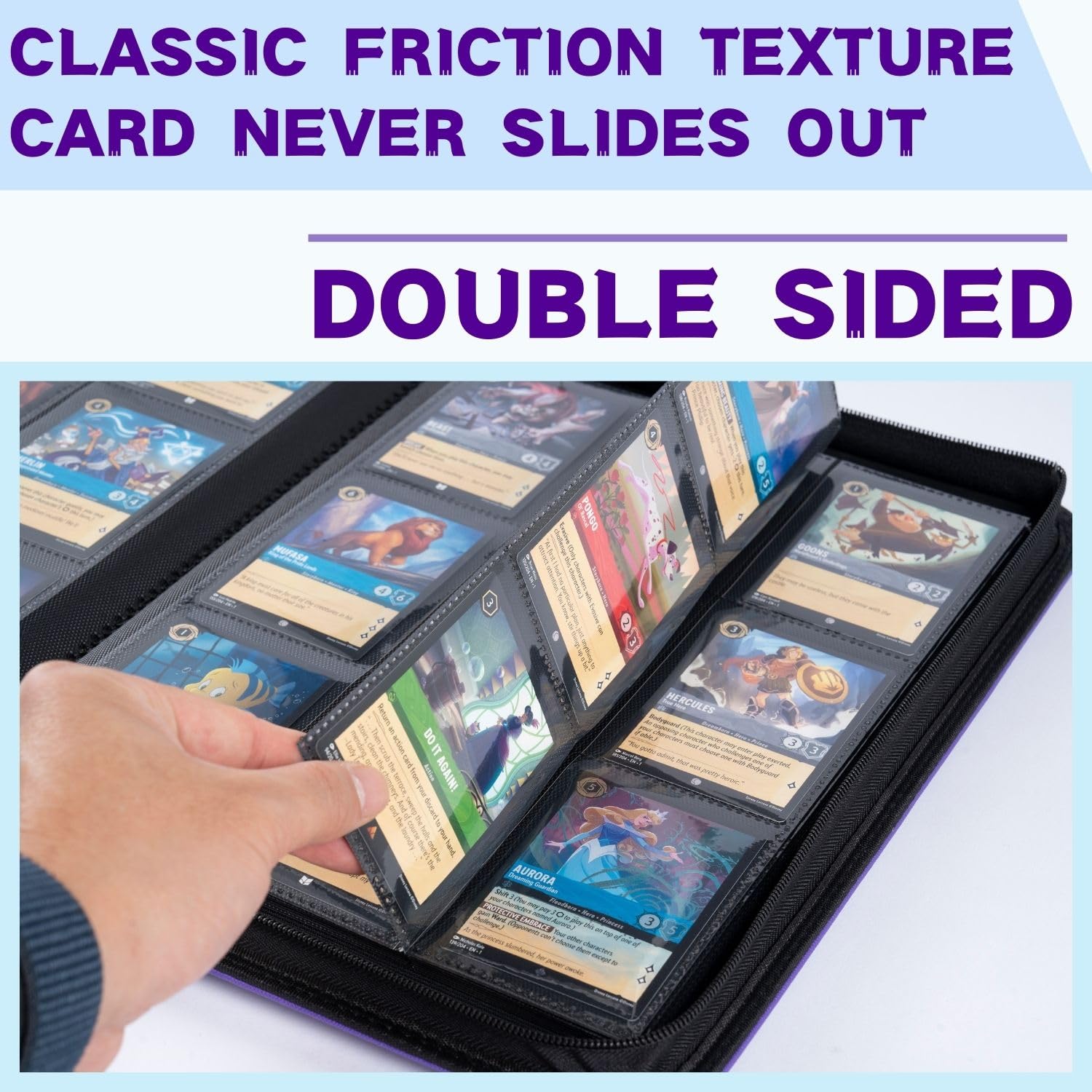 Premium 9-Pocket Card Binder for Lorcana TCG - Holds 504 Cards with Sleeves, Compatible with Disney Lorcana & Other Trading Card Games (Purple) - Perfect for Collectors, Tournaments & Card Storage Organization
