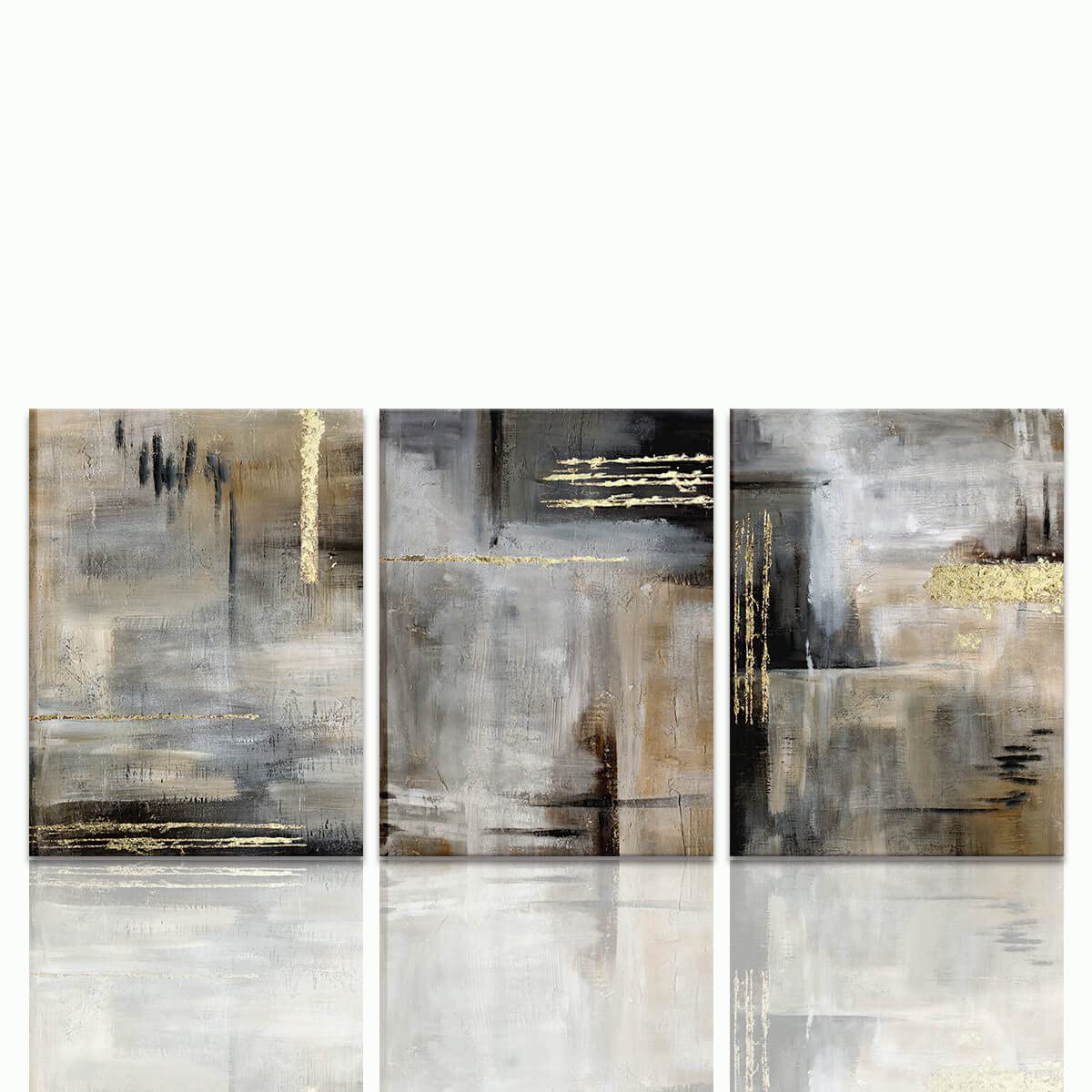 Black and Gold Abstract Wall Art Set - Modern Framed Canvas Prints for Bedroom, Bathroom & Office Decor (12x16 Inch, 3-Piece Set) - Perfect for Contemporary Home & Workspace Styling