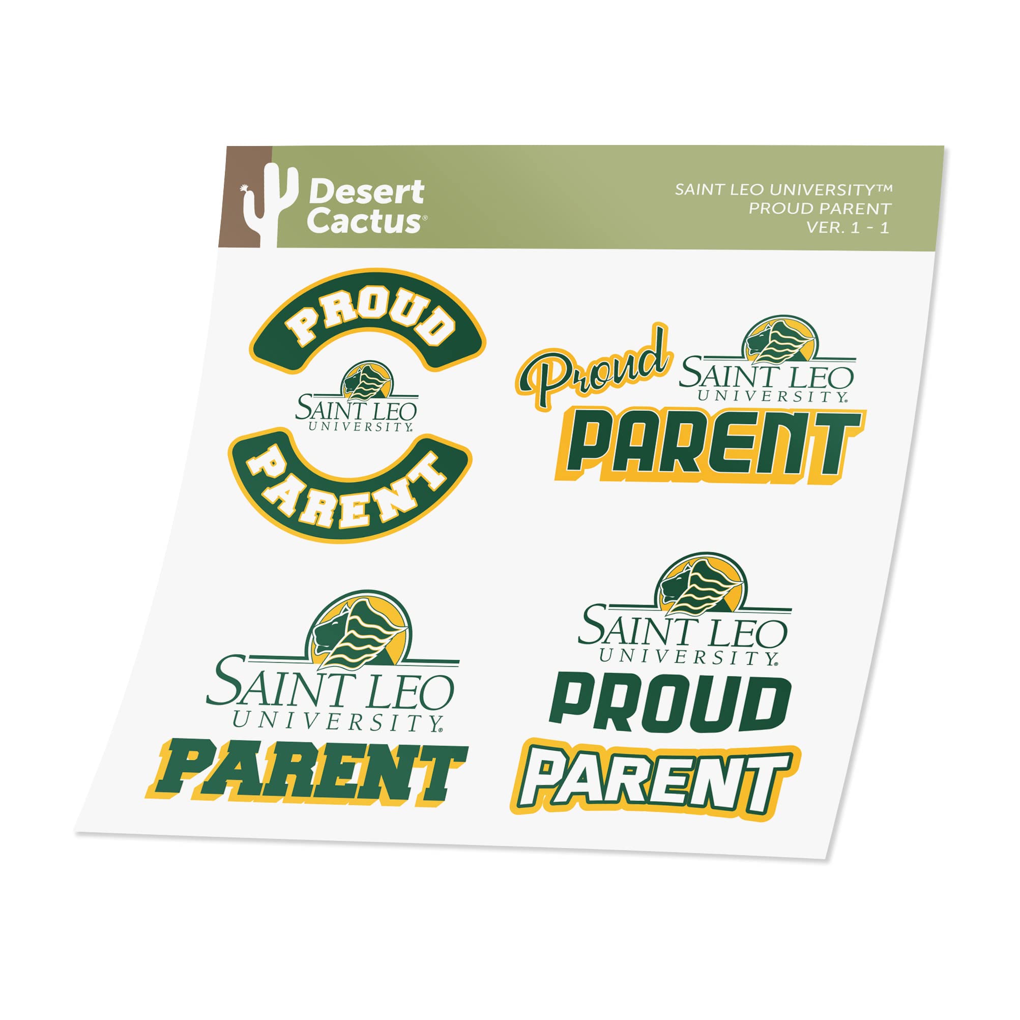 Desert Cactus Saint Leo University Vinyl Decal Sticker Set - Waterproof Laptop, Car, Water Bottle, Scrapbook Decor - Perfect for College Pride, Graduation Gifts & School Spirit Accessories