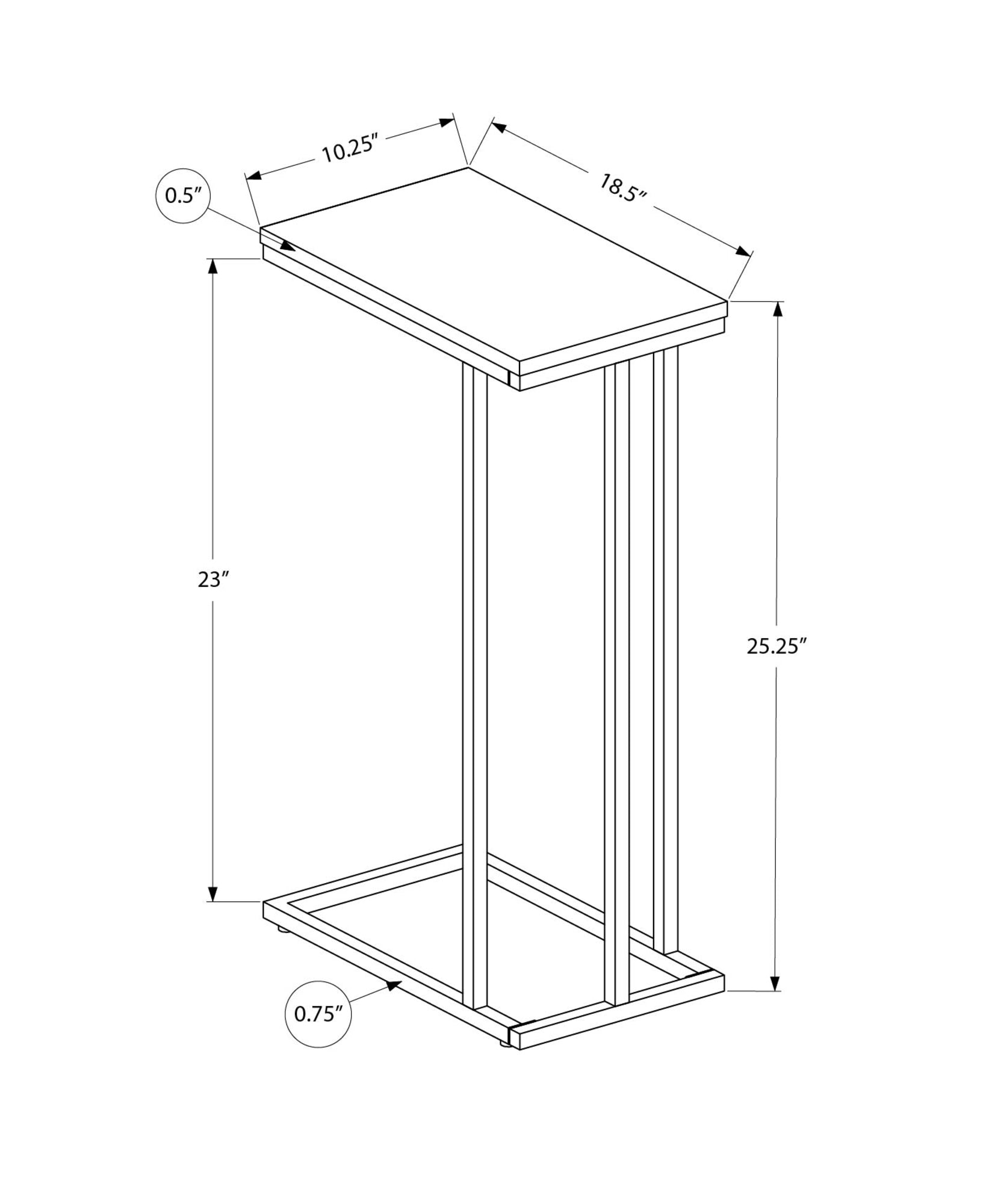 Modern White Metal Accent Table - 25 Inch Height for Living Room, Bedroom, or Entryway Decor
