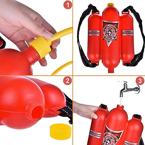 **4E's Novelty Firefighter Backpack Water Gun Blaster for Kids – Tank with Hose Shooter, Super Soaker Water Gun for Outdoor Play, Fireman Pretend Play Toy for Boys & Girls – Perfect for Summer Fun, Pool Parties, and Backyard Battles**