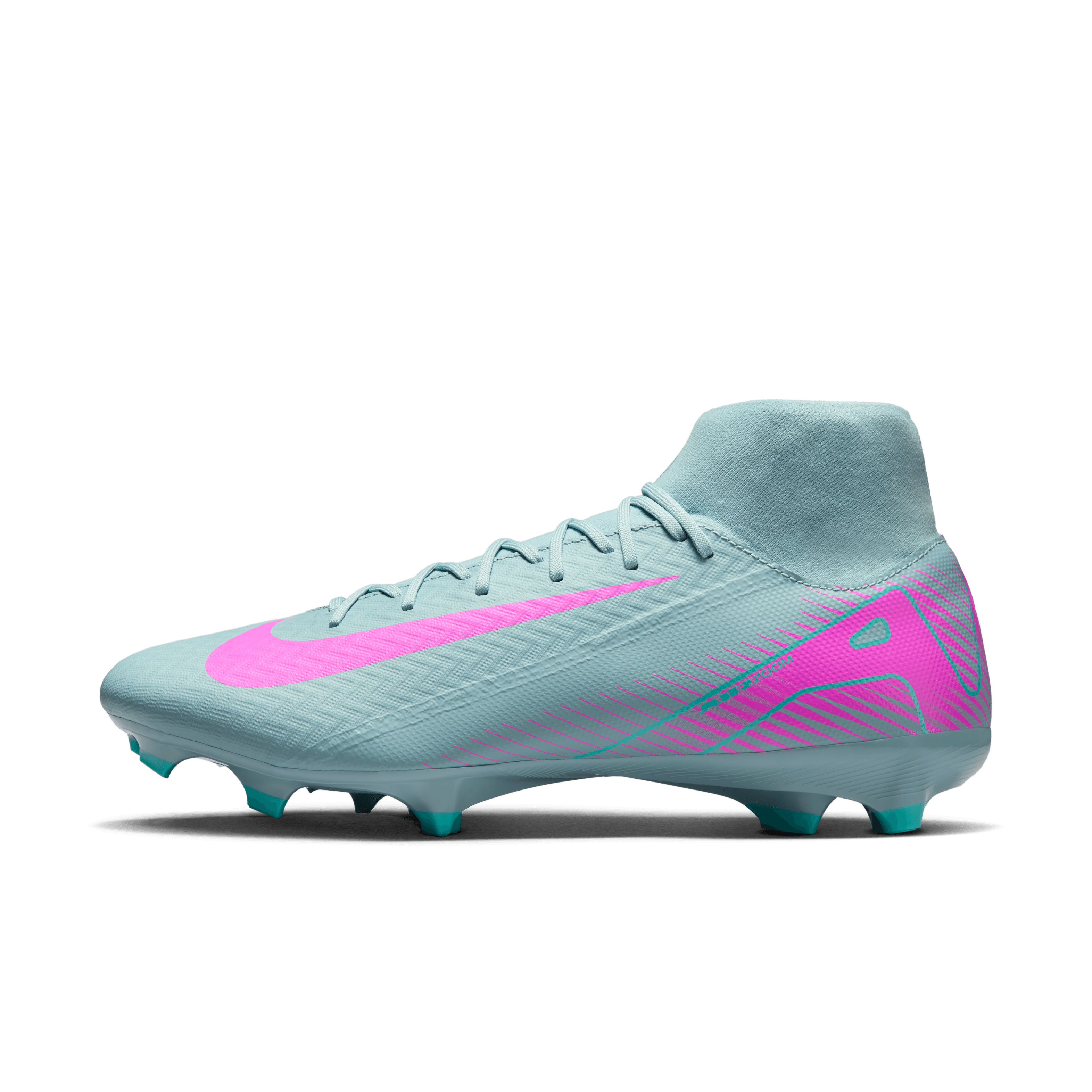 Nike Mercurial Superfly 10 Academy FG/MG Soccer Cleats for Men - Lightweight Football Shoes with Dynamic Fit (Ocean Cube/Pink Blast) - Perfect for Turf & Artificial Grass Training Sessions