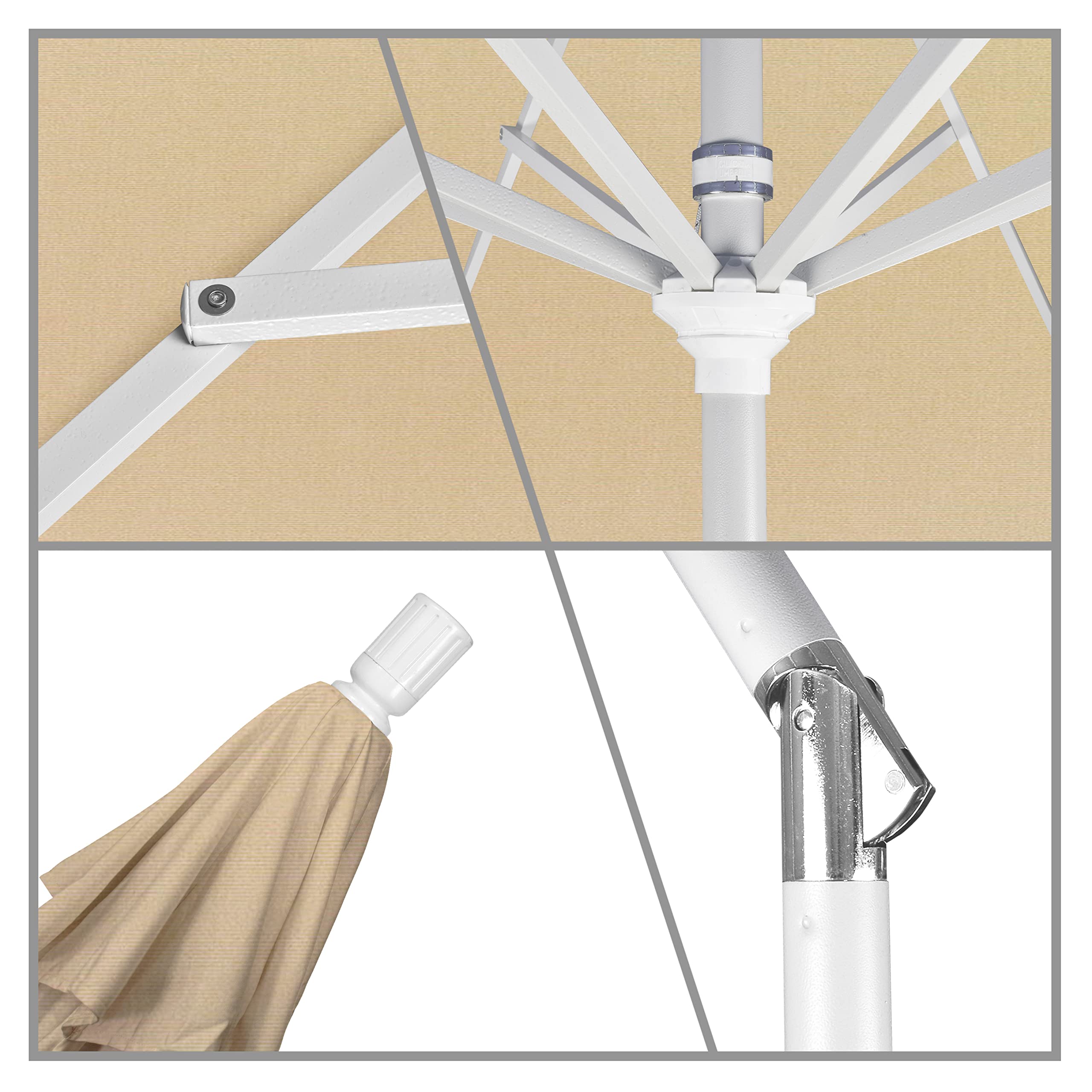 9' Aluminum Market Umbrella with Crank & Tilt - Pacifica Beige for Patio & Garden