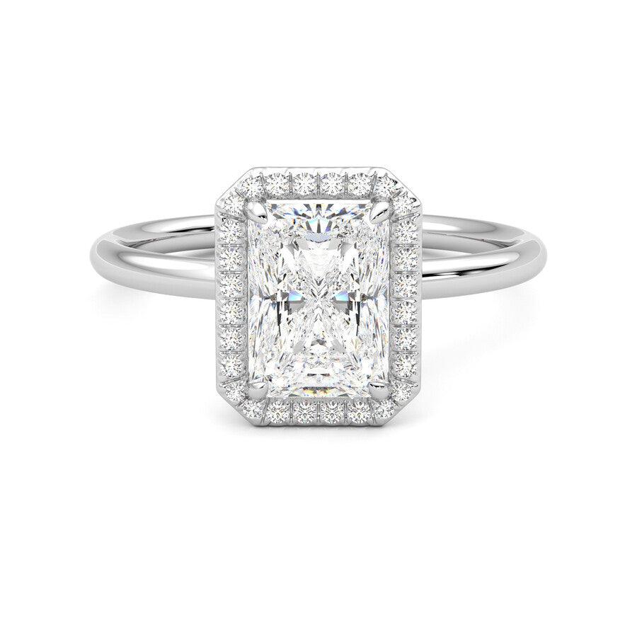 Stunning Radiant Cut Halo Moissanite Engagement Ring with Hidden Anniversary Stone - Perfect for Proposals, Anniversaries & Special Occasions