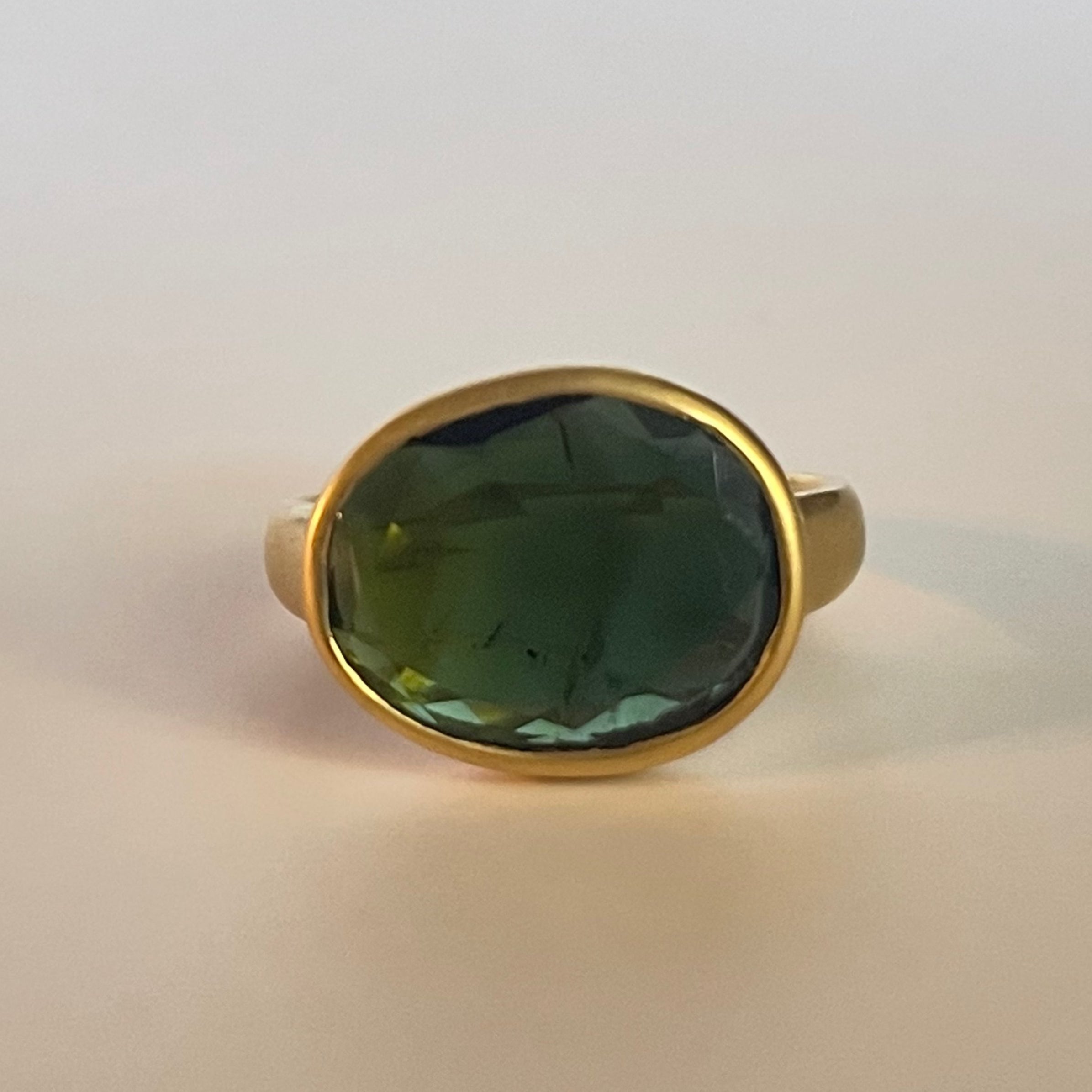 Natural Green Tourmaline Greek Key Ring - Sterling Silver Adjustable Statement Jewelry for Women | Perfect for Weddings, Parties & Everyday Elegance