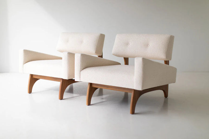 Modern Minimalist Wood and Fabric Upholstered Chair - Contemporary Designer Furniture for Living Room, Dining Room & Office Decor