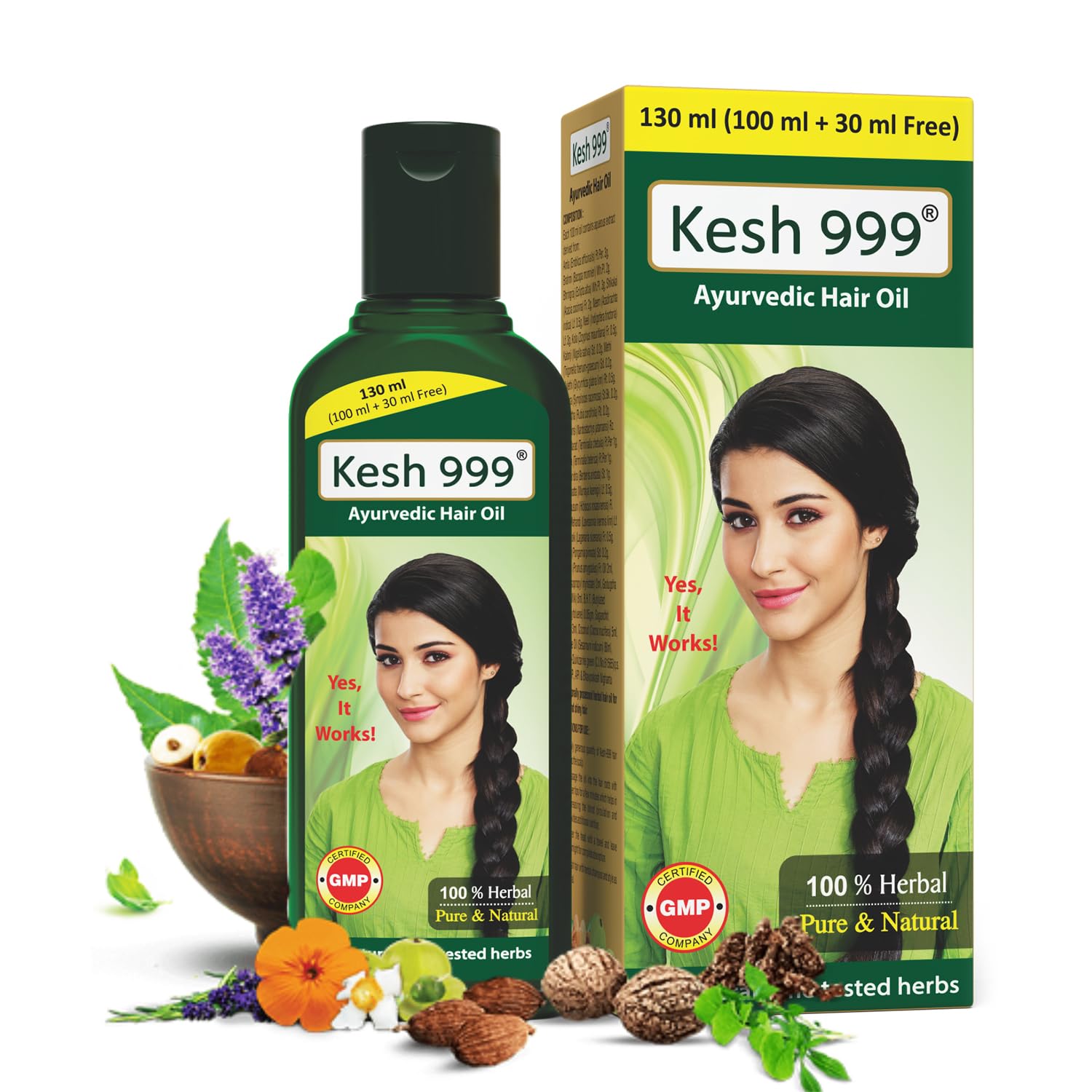 Kesh-999 Ayurvedic Hair Oil for Hair Growth & Anti Hair Fall - 100% Natural Herbs Extract - Daily Nourishing Treatment (Pack of 2) | Perfect for Dry, Damaged Hair & Scalp Care at Home