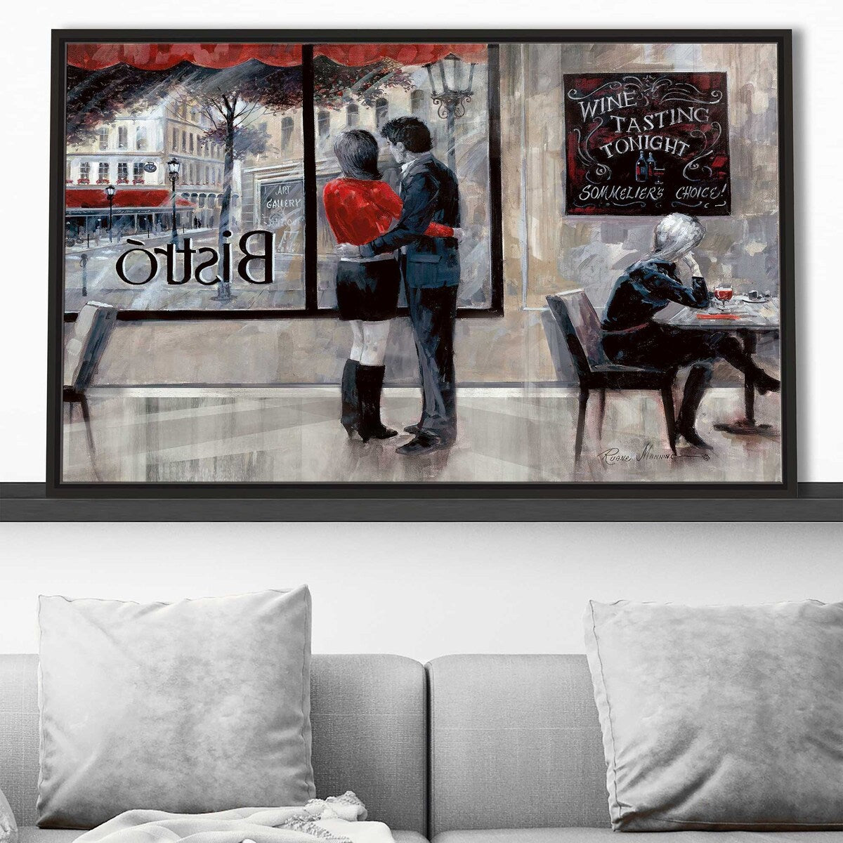 Bistro Romance by Ruane Manning - Premium Floating Canvas Wall Art Print for Living Room, Bedroom & Office Decor | Modern Home & Gift Idea
