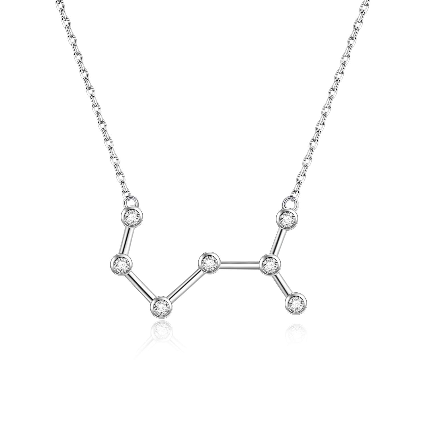 AOBOCO Sterling Silver Zodiac Necklace with Austrian Crystals - 12 Constellation Horoscope Astrology Pendant for Women | Perfect Birthday, Anniversary & Spiritual Gift for Her | Elegant Everyday Wear & Special Occasion Jewelry