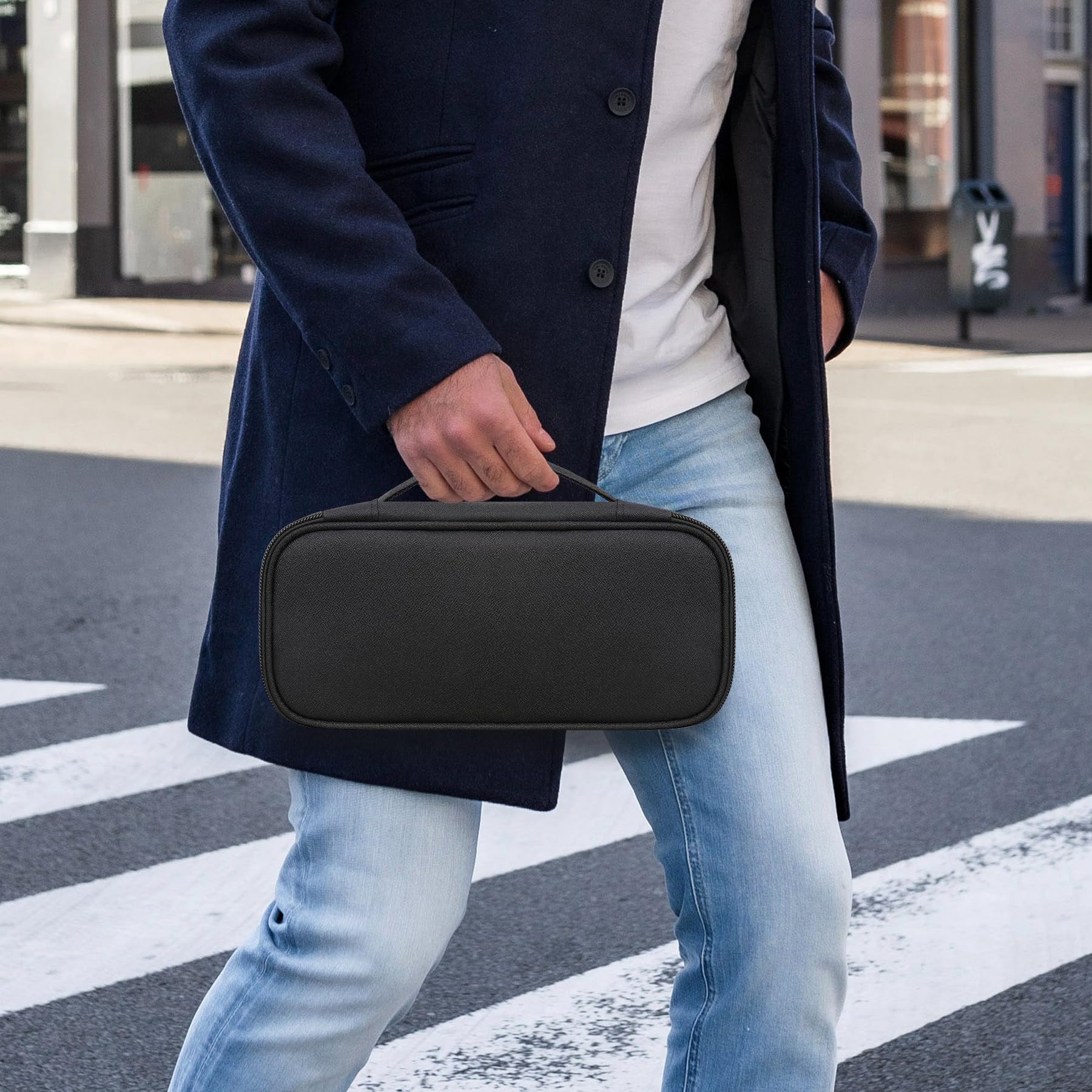 Lacdo Travel Cable Organizer Bag - Double Layer Portable Electronic Accessories Case for Chargers, Cords, Earphones & Power Banks - Perfect for Business Trips, Vacations & Daily Commute (Black)