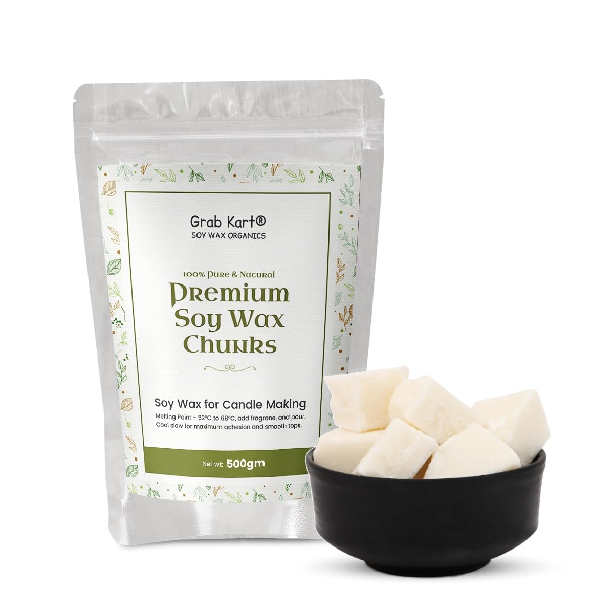 Premium Soy Wax Flakes for Candle Making - 500g Natural, Eco-Friendly Vegetable Wax Chunks (High-Grade Candle Wax Raw Material) - Perfect for DIY Candles, Aromatherapy, and Home Decor