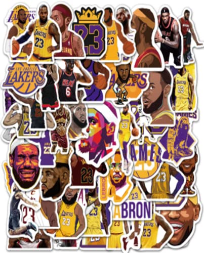 50 Pcs Vinyl Sticker Sports Theme - Waterproof Decals for Wall, Laptop, Skateboard, Water Bottle | Perfect for Birthday Gifts, Christmas, Thanksgiving (Lebron James) - Great for DIY Crafts, School Projects & Party Decorations