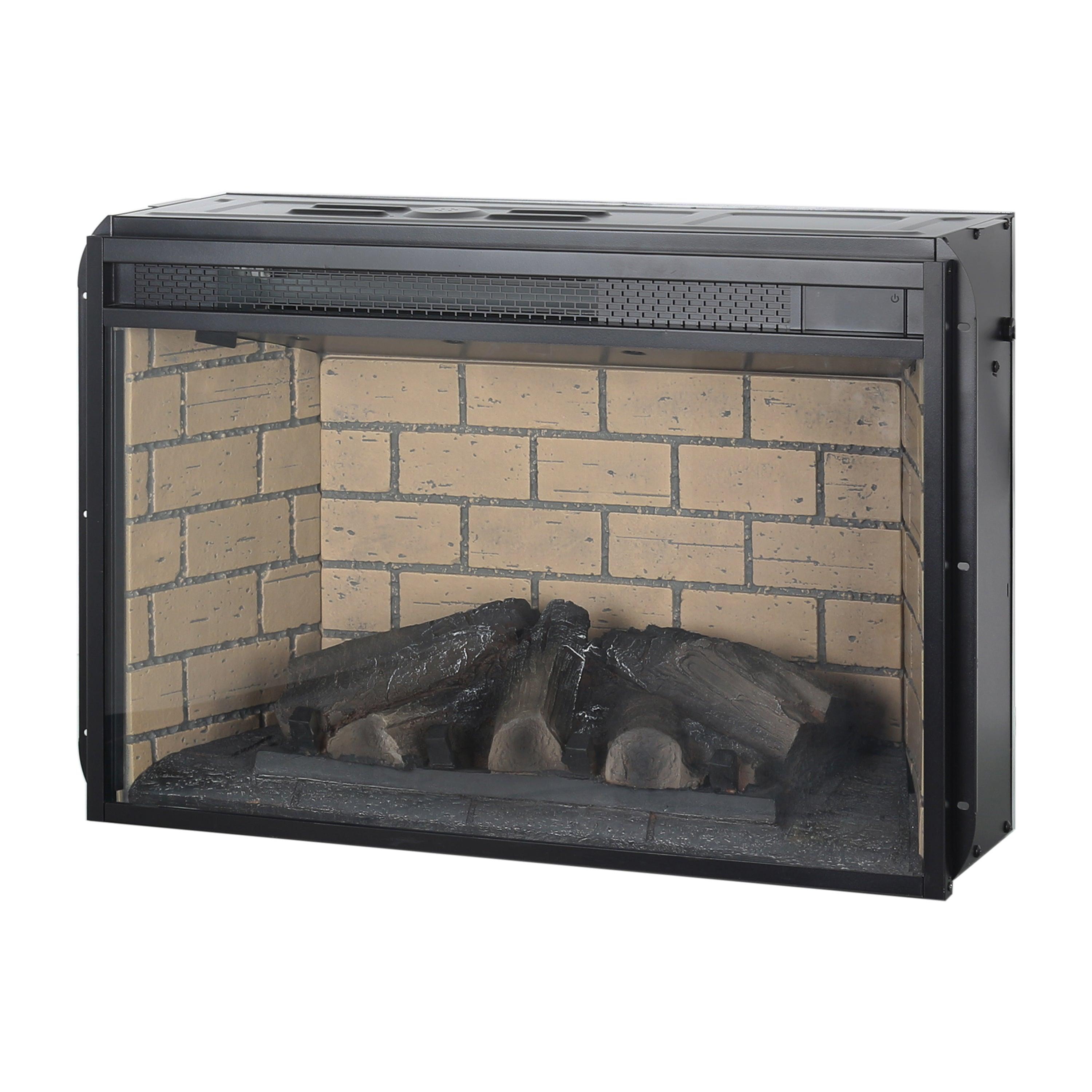 26 Inch Infrared Quartz Heater Fireplace Insert - Wood Log & Brick Design for Home Heating | Energy Efficient Indoor Electric Fireplace for Living Room, Bedroom & Office