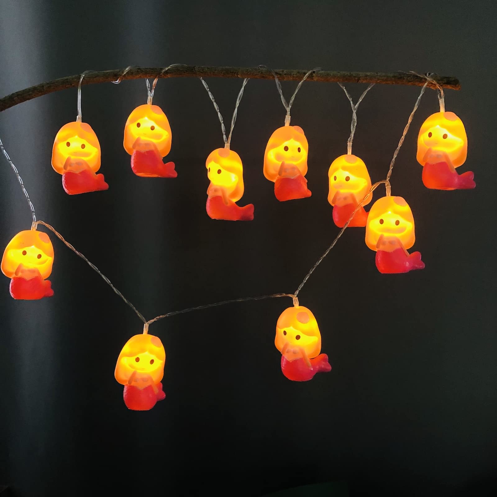 Mermaid LED String Lights - 10 Battery Operated Fairy Lights for Bedroom, Wedding, Birthday Party Decor - 1.65m Waterproof Fish Lights for Summer Camping, Home Decor & Outdoor Events - Romantic Ambiance Lighting