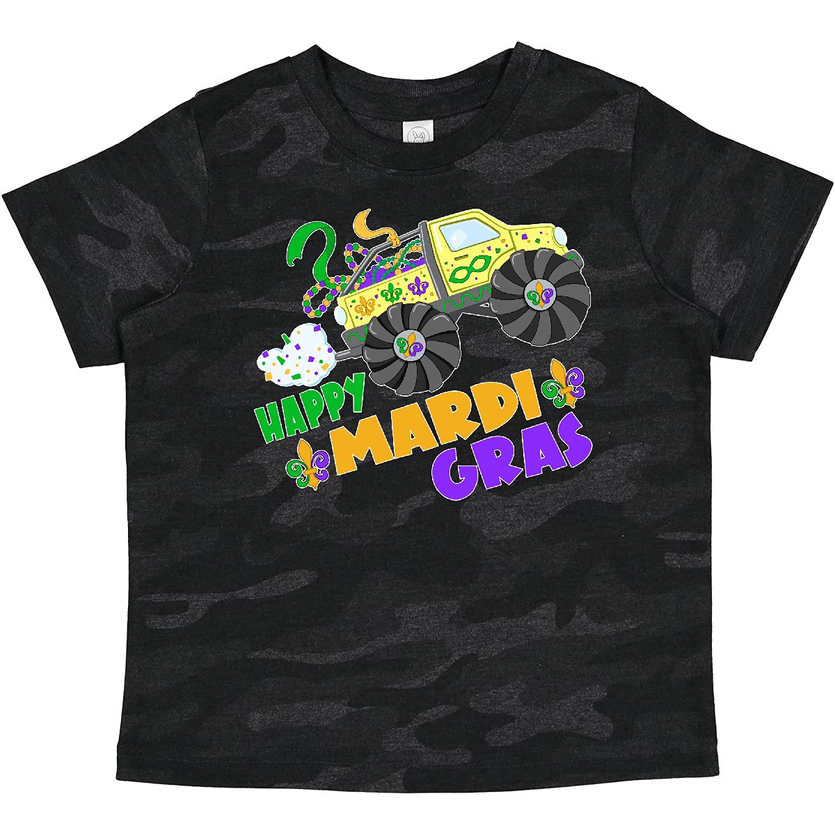 Inktastic Happy Mardi Gras Monster Truck with Beads Baby T-Shirt | Fun Festive Outfit for Carnival, Parades & Holiday Celebrations