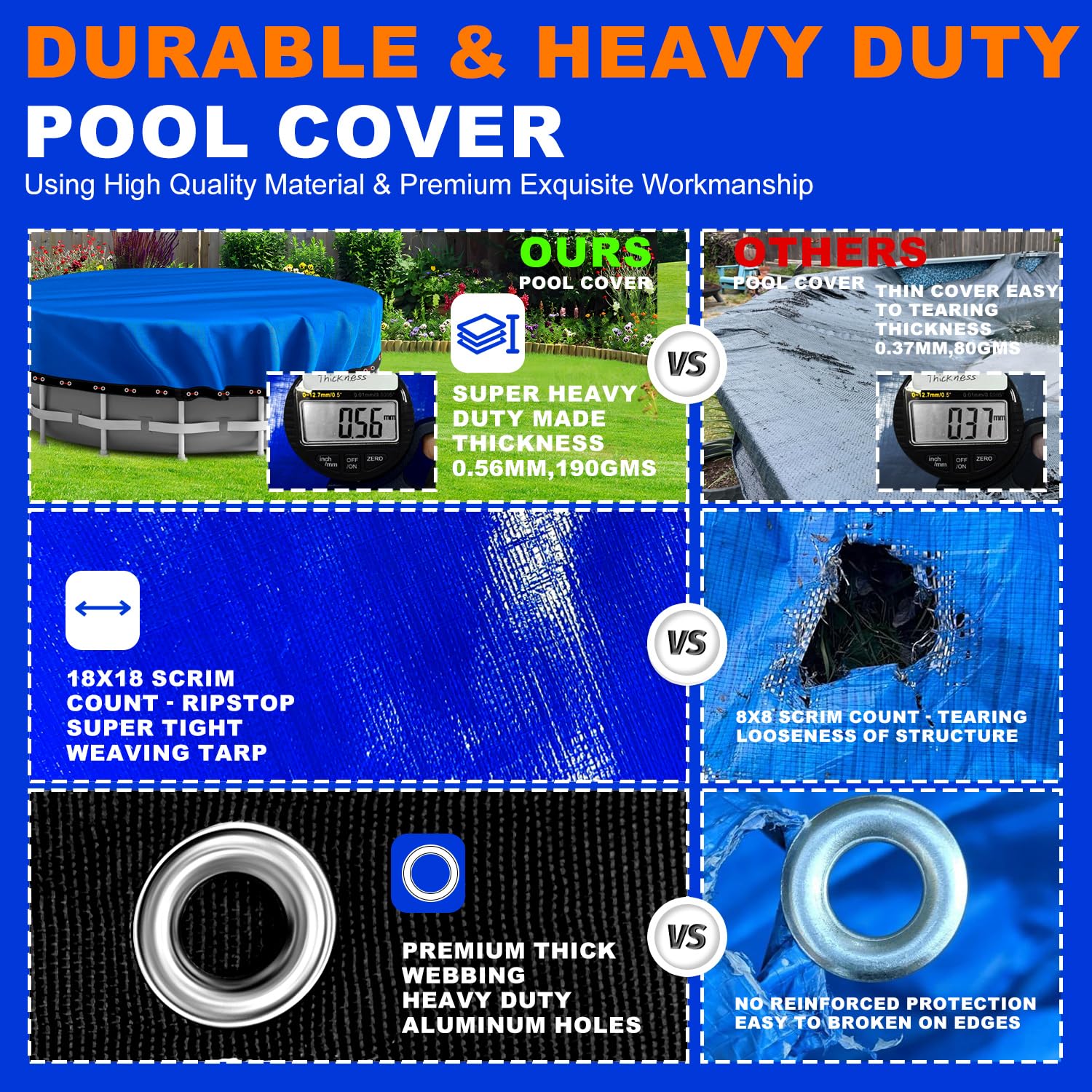 24FT Round Winter Pool Cover for Above Ground Pools - Heavy Duty Durable PE Material, Cold-Resistant & UV Protection - Extreme Weather Protection with Winch and Cable Kit - Perfect for Winterizing and Protecting Your Pool from Leaves, Debris, and Harsh Weather Conditions