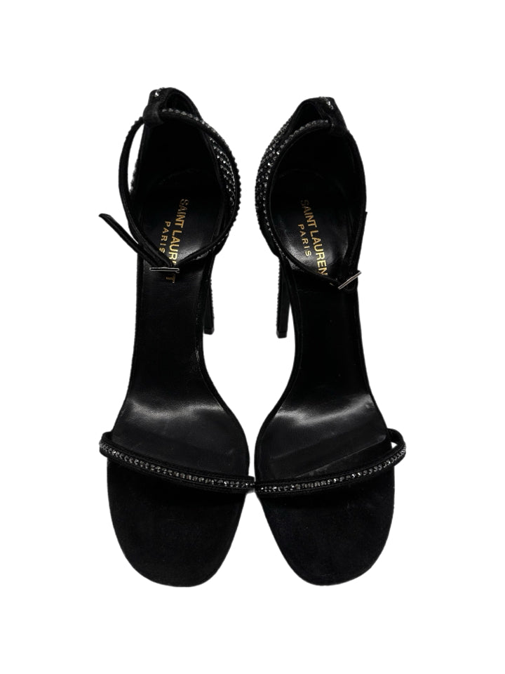 Saint Laurent Jane Black Rhinestone Embellished Stilettos Heels - Size 40.5 (US 9.5) - Luxury Designer Pumps for Women, Perfect for Evening Parties, Weddings & Special Occasions