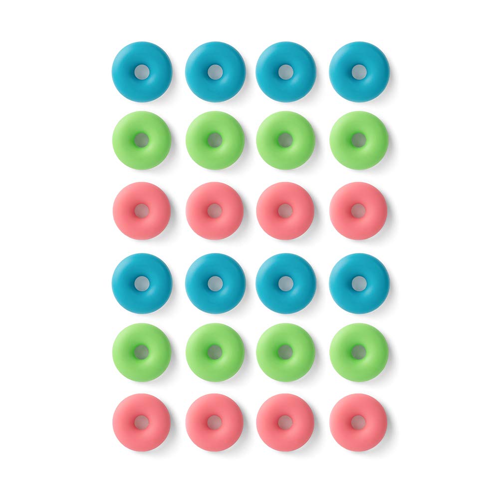 Colorful LOUKIN Donut Magnets - 24 Pack for Whiteboards, Fridge, Dry Erase Boards, Maps & Calendars (Blue, Pink, Green) - Perfect for Office, Classroom & Home Organization