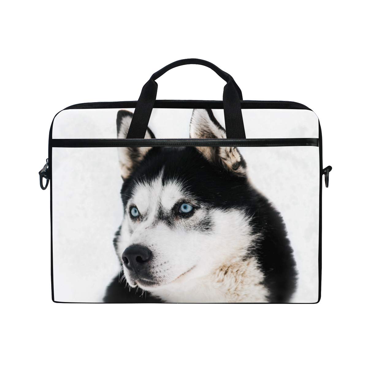 ALAZA Cute Siberian Husky Dog Print Laptop Sleeve Case - Convertible Crossbody Messenger Bag with Strap & Pocket for MacBook Air Pro, Surface, Dell, ASUS, HP, Lenovo 14-15.4 Inch - Perfect for Work, School & Travel