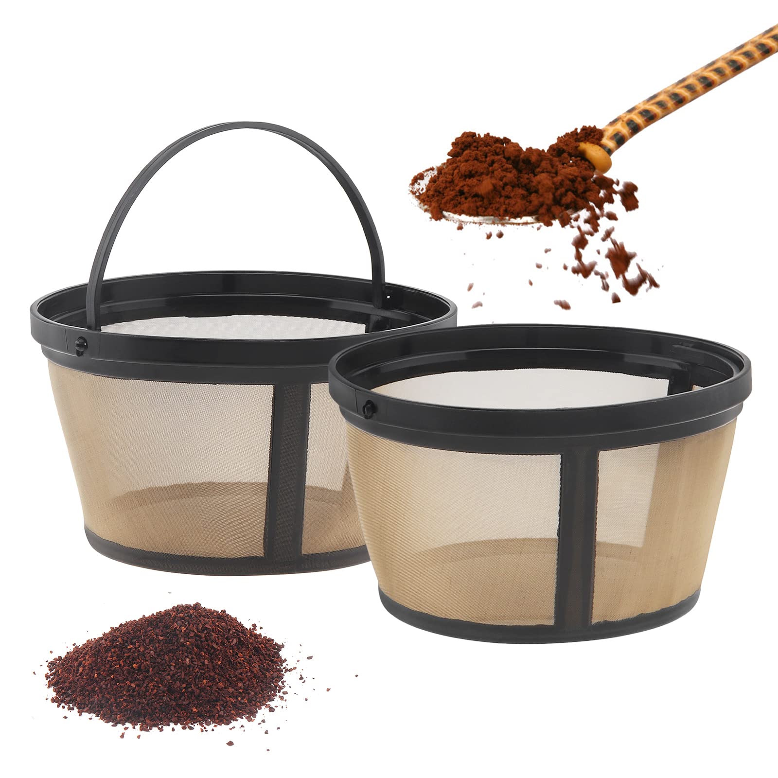 Reusable Coffee Filter Basket 2 Pack - 8-12 Cup Replacement Coffee Filters Compatible with Mr. Coffee & Black & Decker Coffee Makers - Eco-Friendly & Washable for Daily Brewing at Home or Office