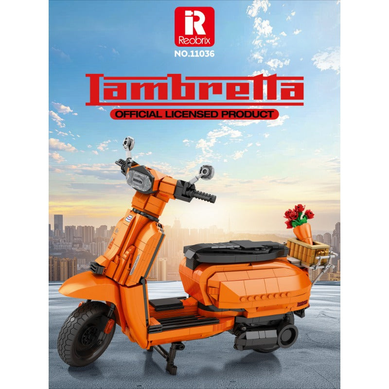 Reobrix 1169pcs Lambretta V200 1:5 Scale Model Building Kit - Perfect for Adults & Teens, DIY Motorcycle Model for Home Decoration, Gift & Collectible