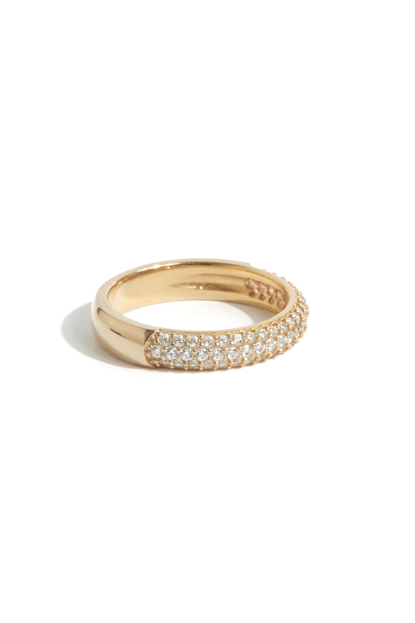 14K Gold Pavé Diamond Ring for Women - Elegant Stackable Band for Engagement, Wedding, Anniversary & Everyday Wear