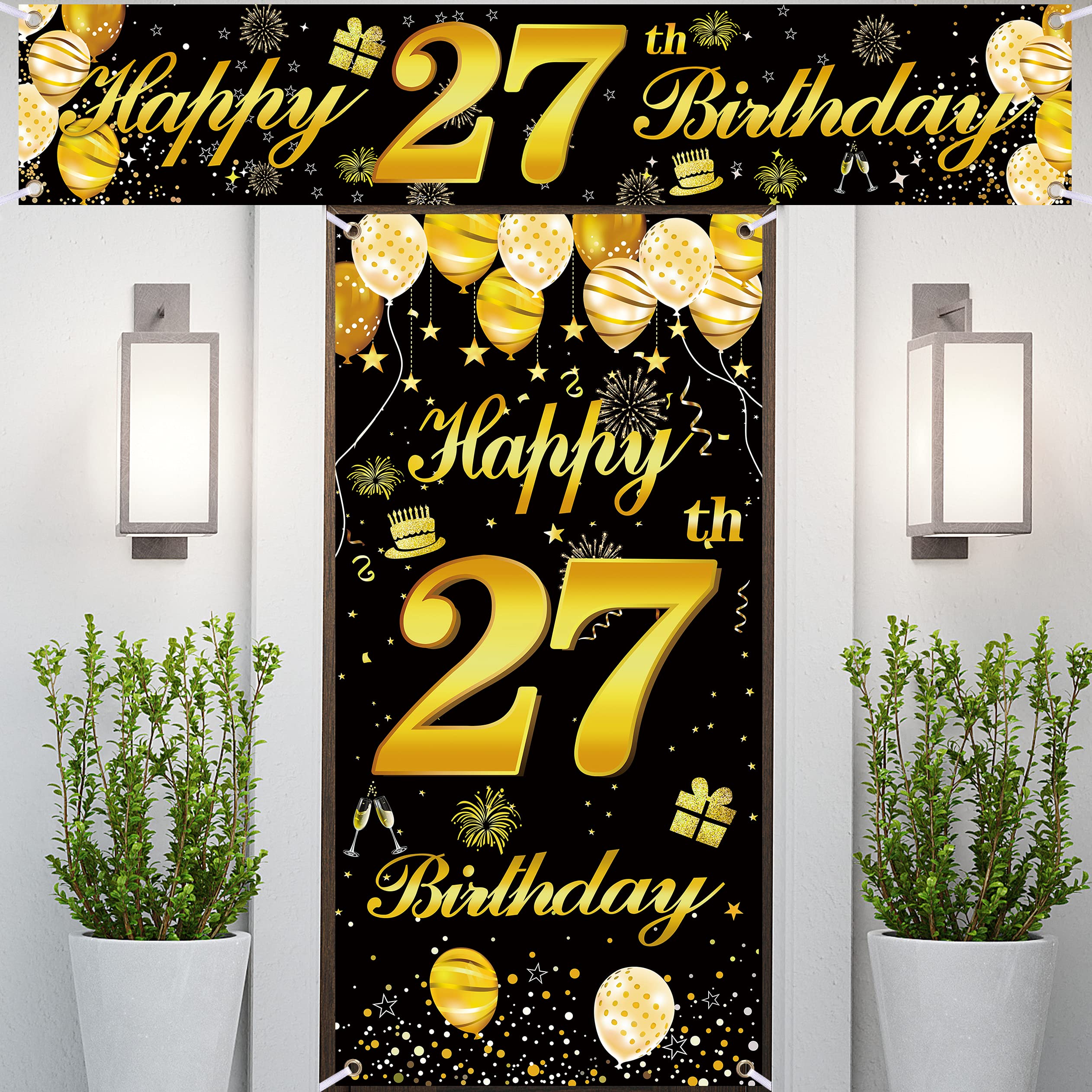 27th Happy Birthday Banner for Men - Premium Birthday Party Decorations & Backdrop - Perfect for Home, Office & Surprise Party Decor