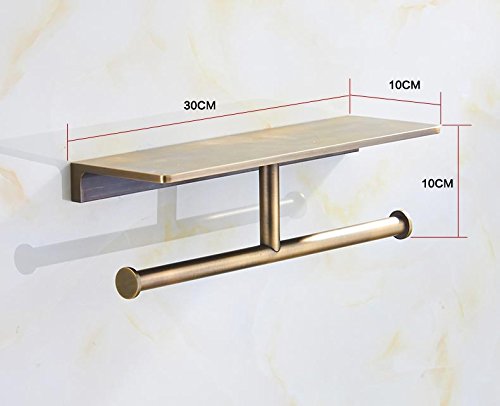 Brushed Bronze Double Toilet Paper Holder with Storage Shelf - Wall Mounted Bathroom Tissue Dispenser for Home & Hotel - Perfect for Small Spaces, Powder Rooms & Luxury Bathrooms