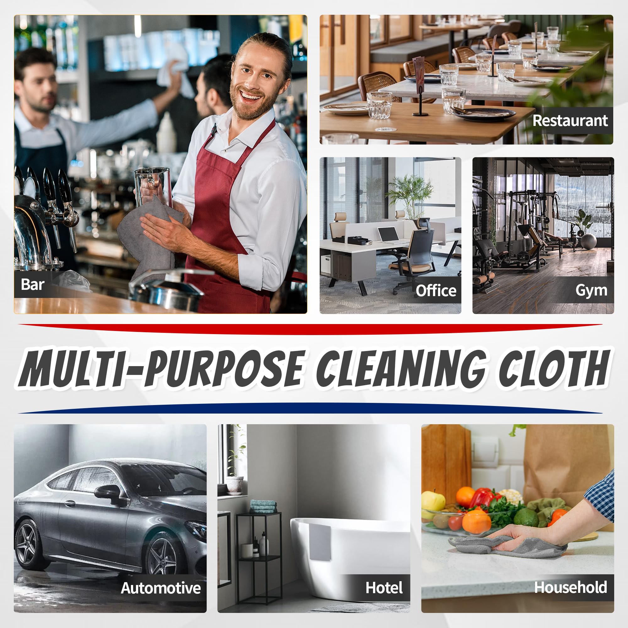 FIXSMITH 50-Pack Grey Microfiber Cleaning Cloths - 11.5