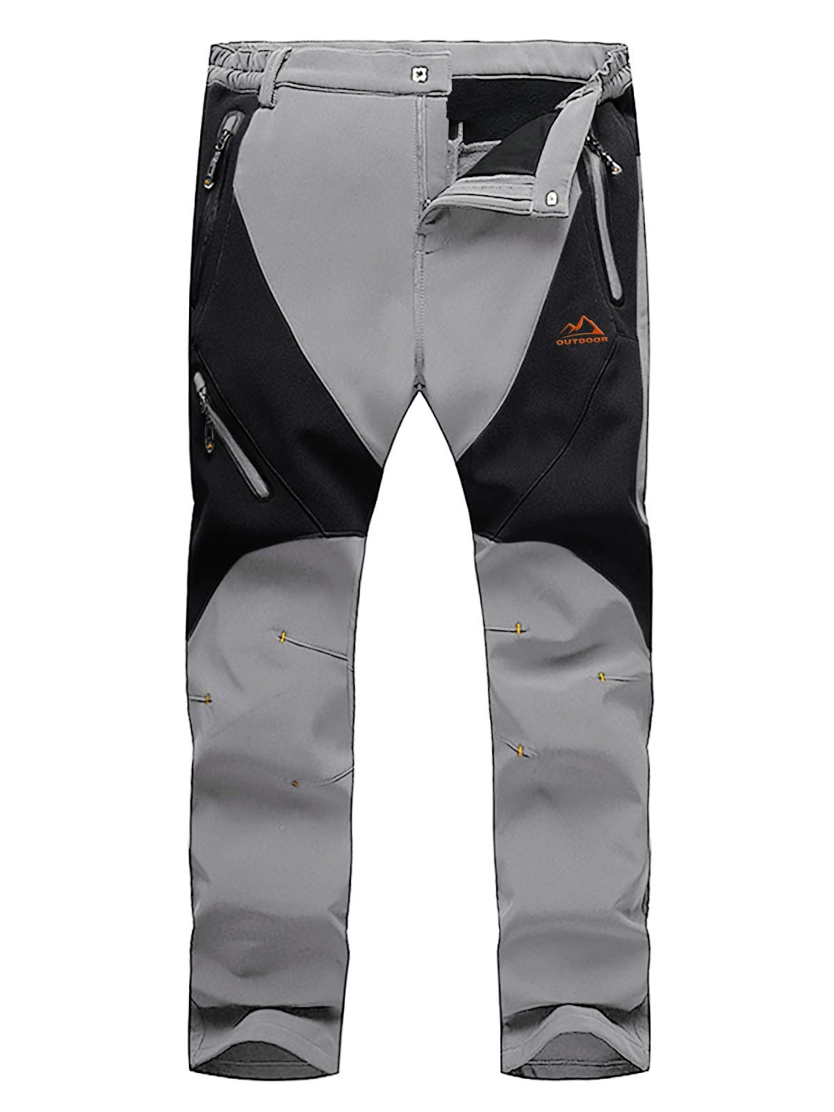 Men's Winter Fleece Ski Pants with Zipper Pockets - Warm Hiking & Snow Sports