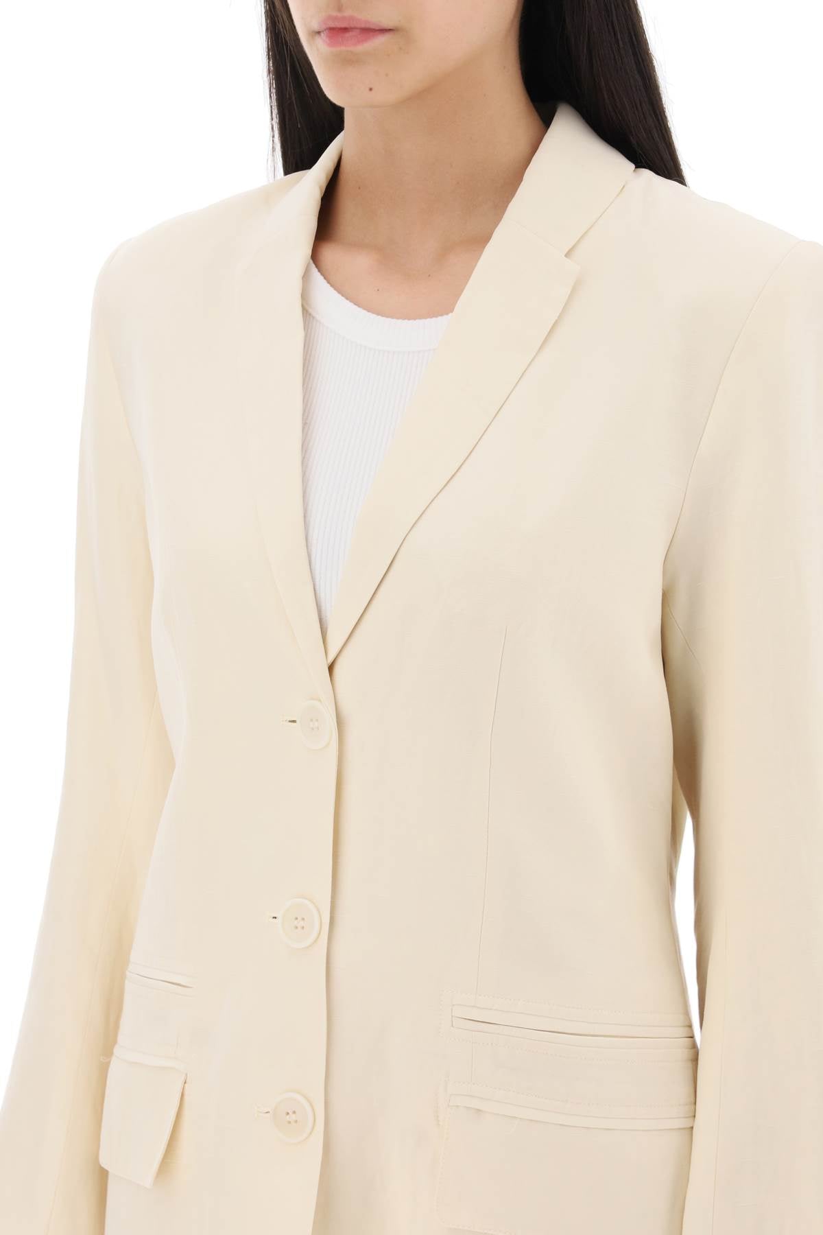 By Malene Birger Porter Linen Blend Blazer - Women's Lightweight Tailored Jacket for Office, Travel & Casual Wear