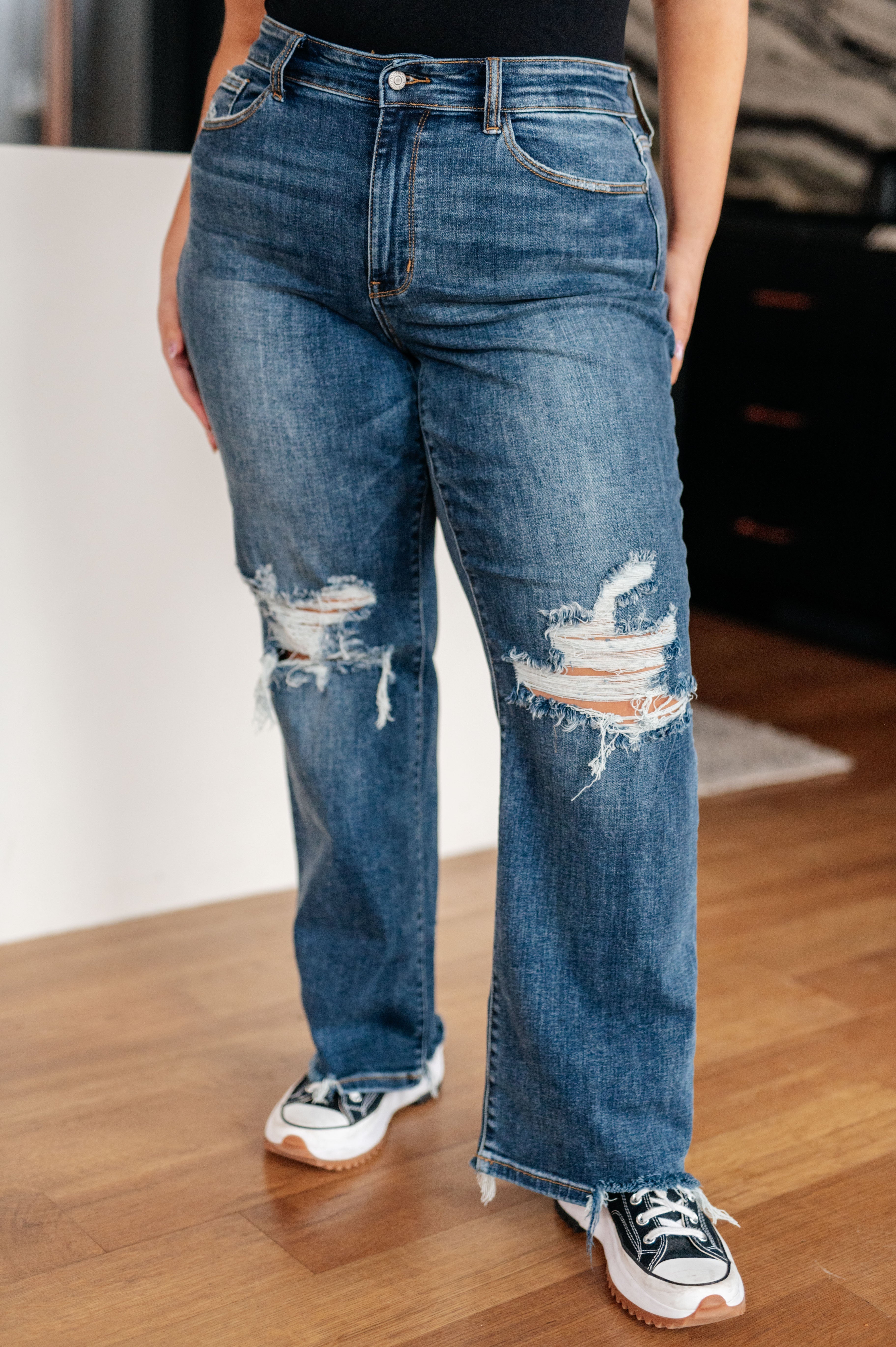 Rose High Rise 90's Straight Jeans - Dark Wash Vintage Denim Pants for Women | Perfect for Casual Outfits, Retro Style & Everyday Wear