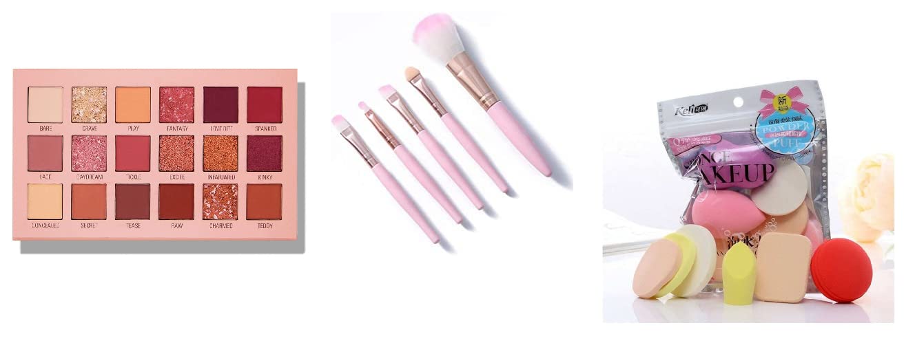 MOAN'S Professional Makeup Kit - 16 Color Eyeshadow Palette, 5 Makeup Brushes & 6-in-1 Blender Sponge | All-in-One Cosmetic Set for Women & Teens | Hypoallergenic for All Skin Types | Perfect for Daily Makeup, Party & Special Occasions