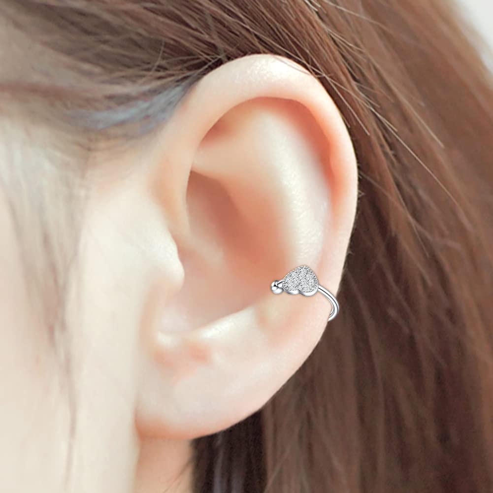 JFORYOU Stainless Steel Fake Helix Ear Cuff - Clip On Non-Piercing Cartilage Earrings for Men & Women - Adjustable Wrap Around Lip Ring - Perfect for Parties, Concerts and Everyday Fashion Accessories