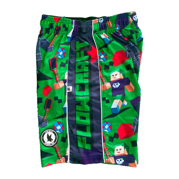 Boys Green Flowcraft Shorts - Lightweight Quick-Dry Activewear for Running, Swimming & Outdoor Sports