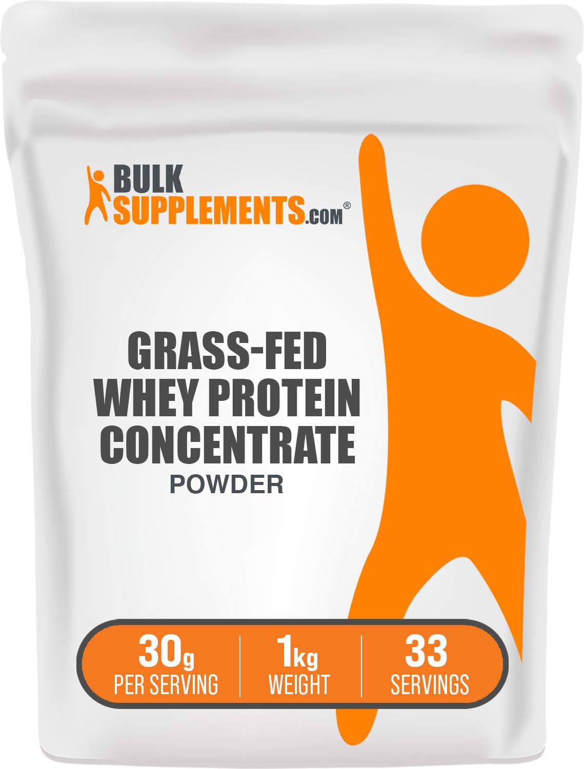 Grass Fed Whey Protein Powder Concentrate - Unflavored, Gluten Free, 30g per Serving, 1kg (2.2 lbs) - Ideal for Post-Workout Recovery, Muscle Building & Healthy Smoothies