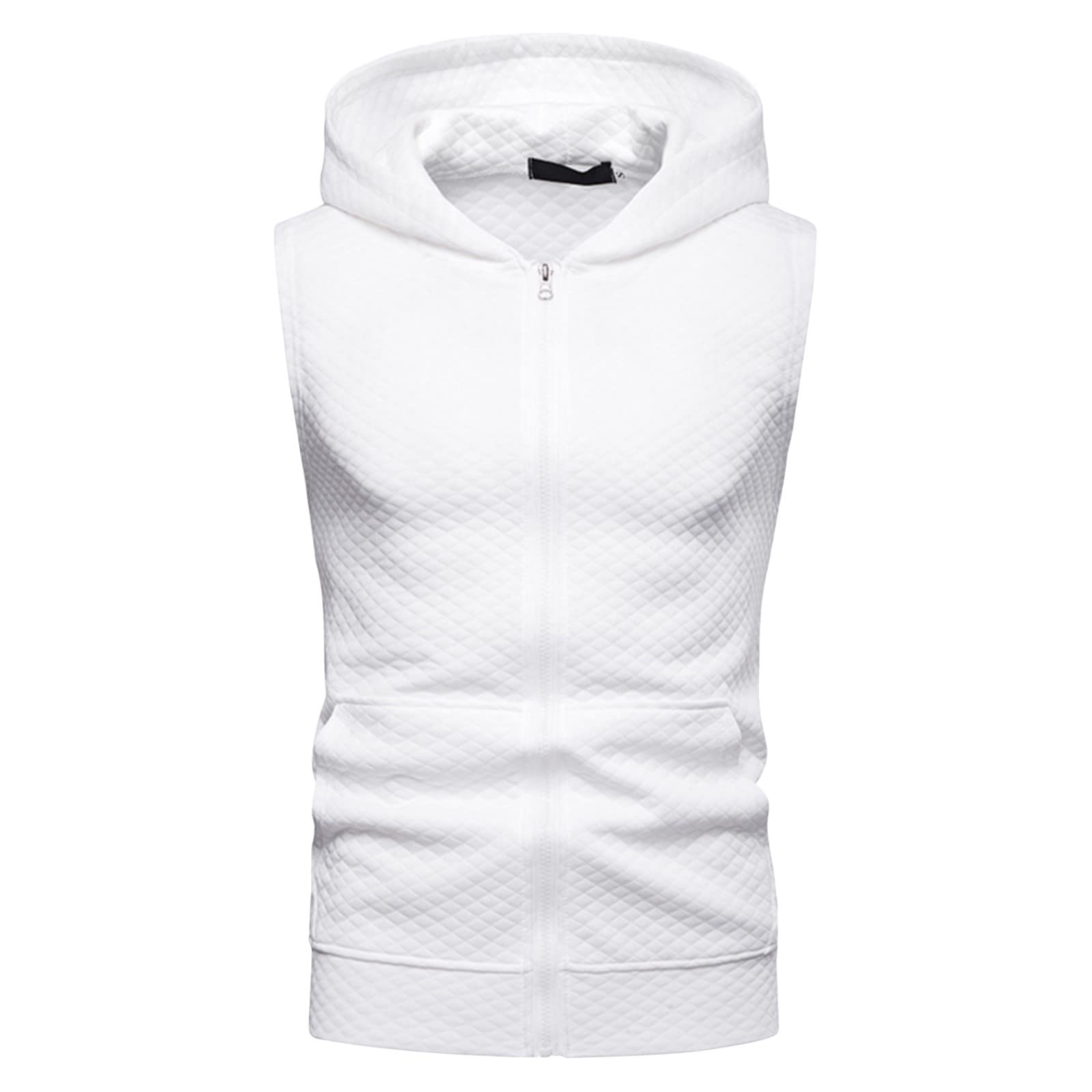 WYBAXZ Men's Hooded Waffle Knit Vest - Slim Fit Sleeveless Zipper Jacket for Outdoor Sports, Fitness & Casual Wear | Lightweight Layering for Hiking, Gym & Street Style
