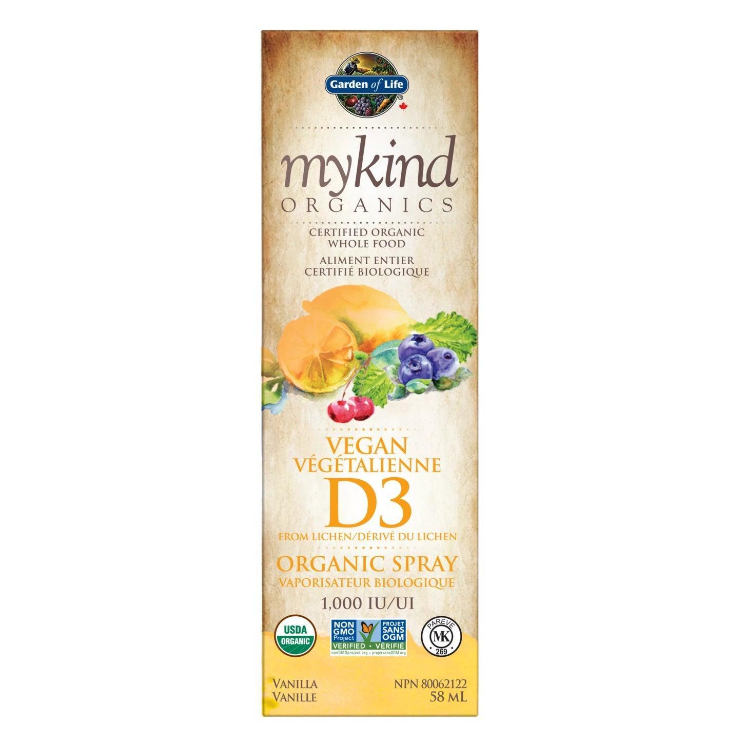 Garden of Life Mykind Organics Vegan Vitamin D3 Spray - Vanilla Flavor | Plant-Based Supplement for Immune Support & Bone Health | Perfect for Vegan Lifestyles & On-the-Go Nutrition