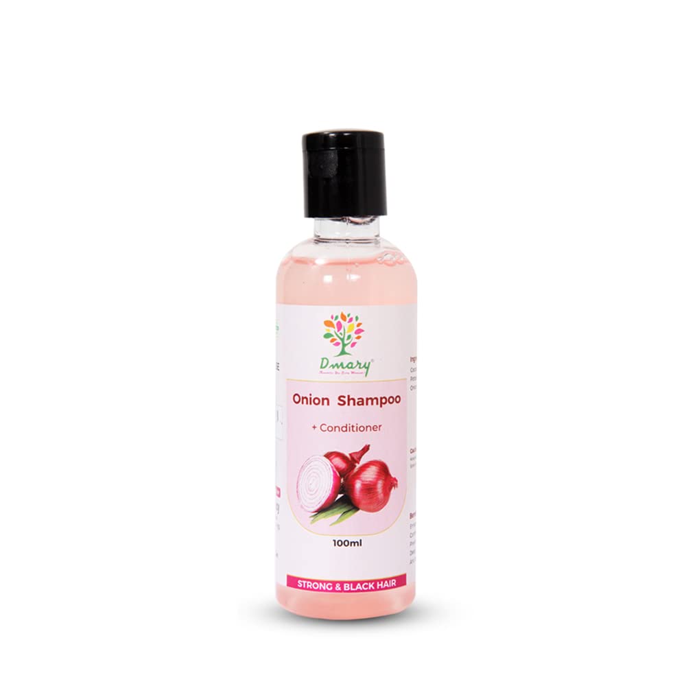 Dmary Red Onion Shampoo & Conditioner Set - 100% Pure Red Onion Extract for Hair Growth, Thicker & Stronger Hair (2 x 100ml) - Best for Damaged Hair, Hair Loss Prevention & Scalp Care