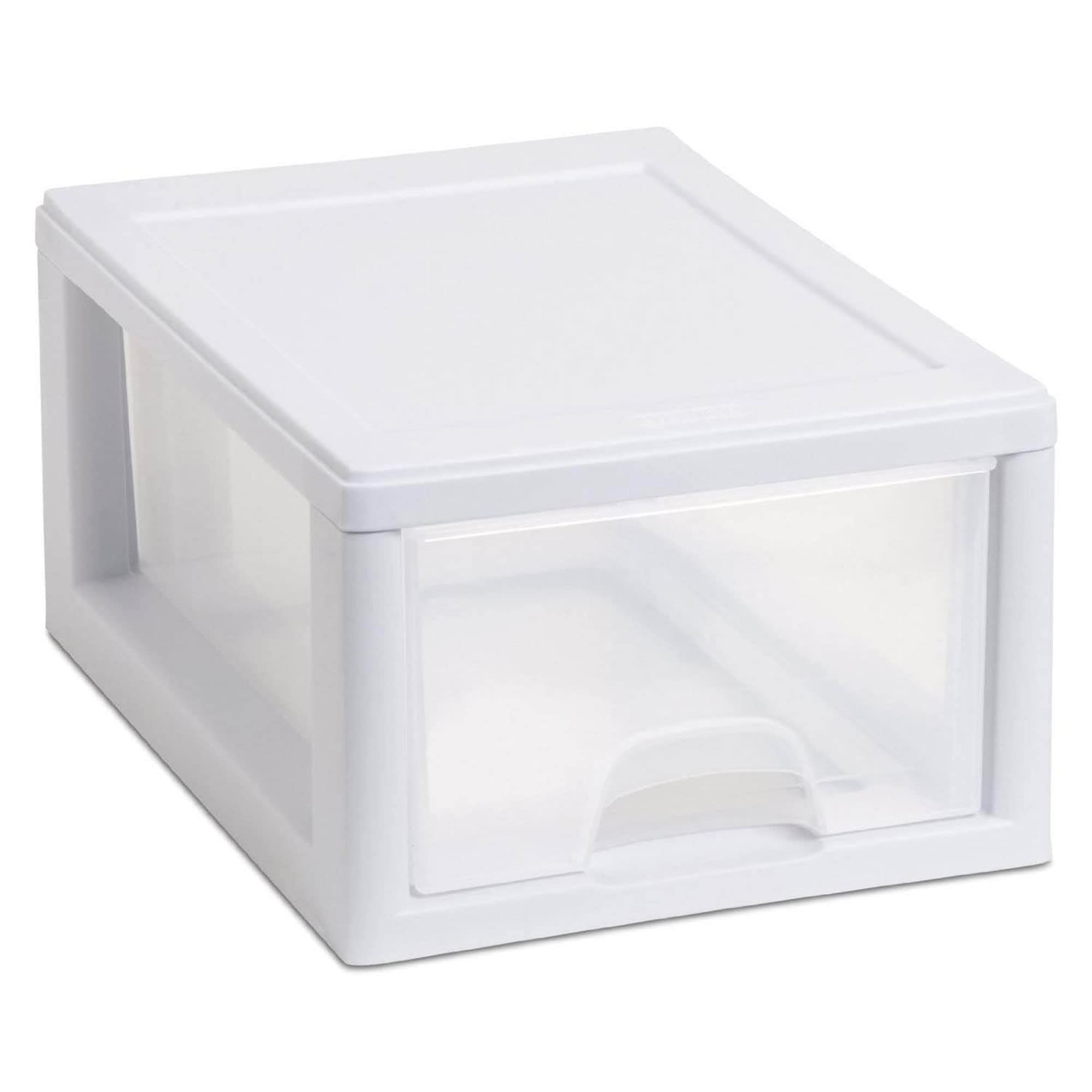 Sterilite 18-Pack Clear Stackable Drawers - 6 Quart White Frame Storage Organizer for Closet, Bedroom, Office & Craft Room Organization