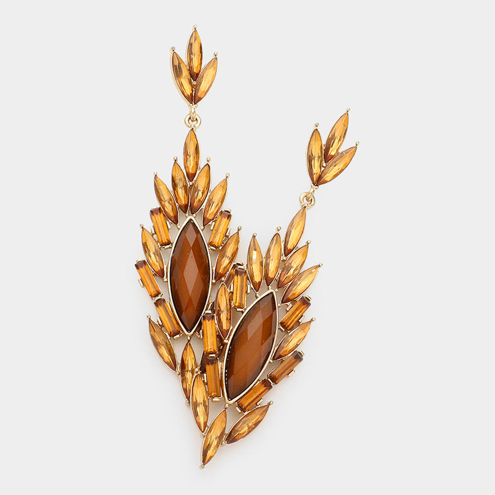 Elegant Long Gold and Brown Dangle Earrings for Women | Fashion Statement Jewelry for Parties, Weddings, and Special Occasions