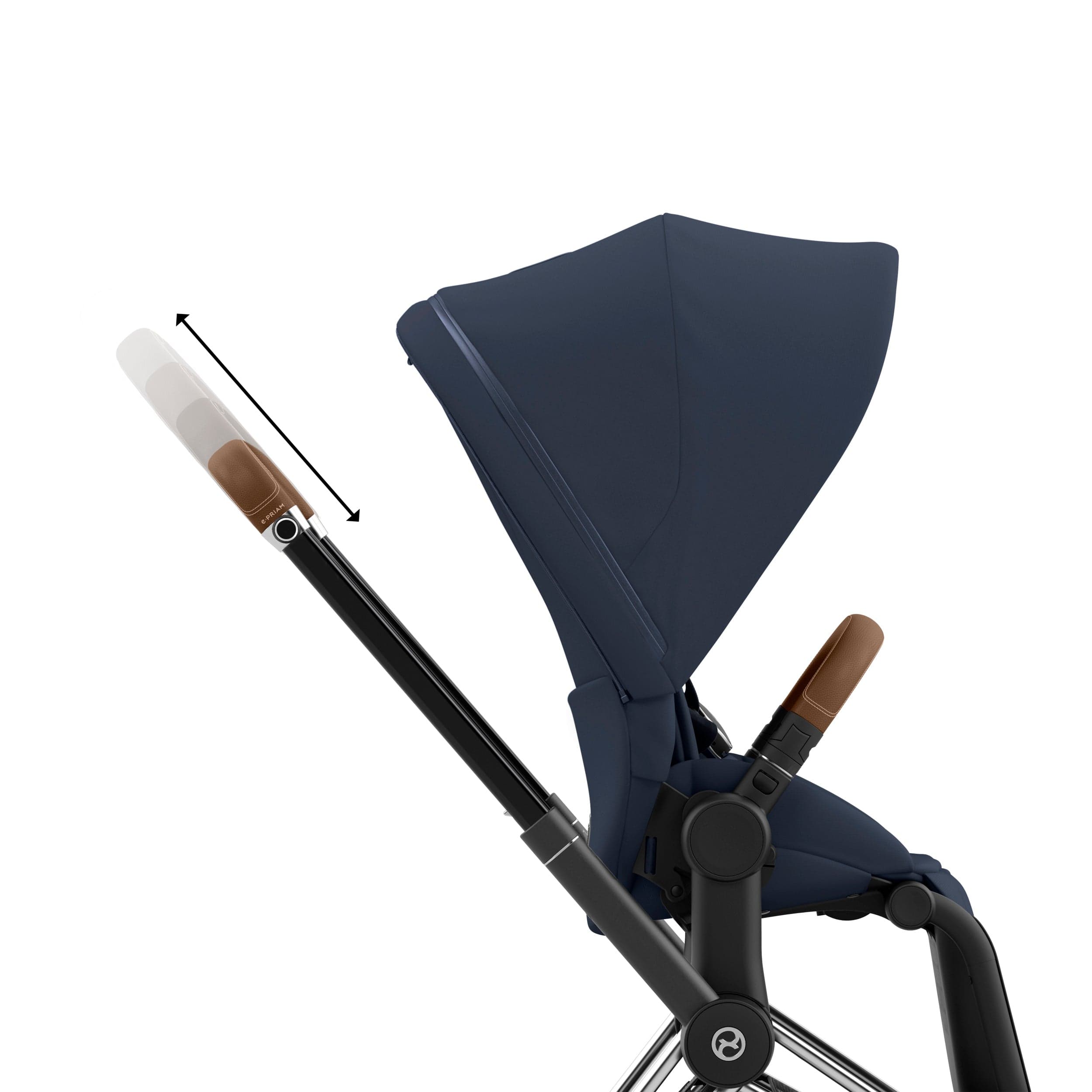 Cybex ePriam 2 Complete Stroller - Lightweight Chrome/Brown Baby Stroller with Adjustable Seat | Perfect for City Walks, Shopping & Travel