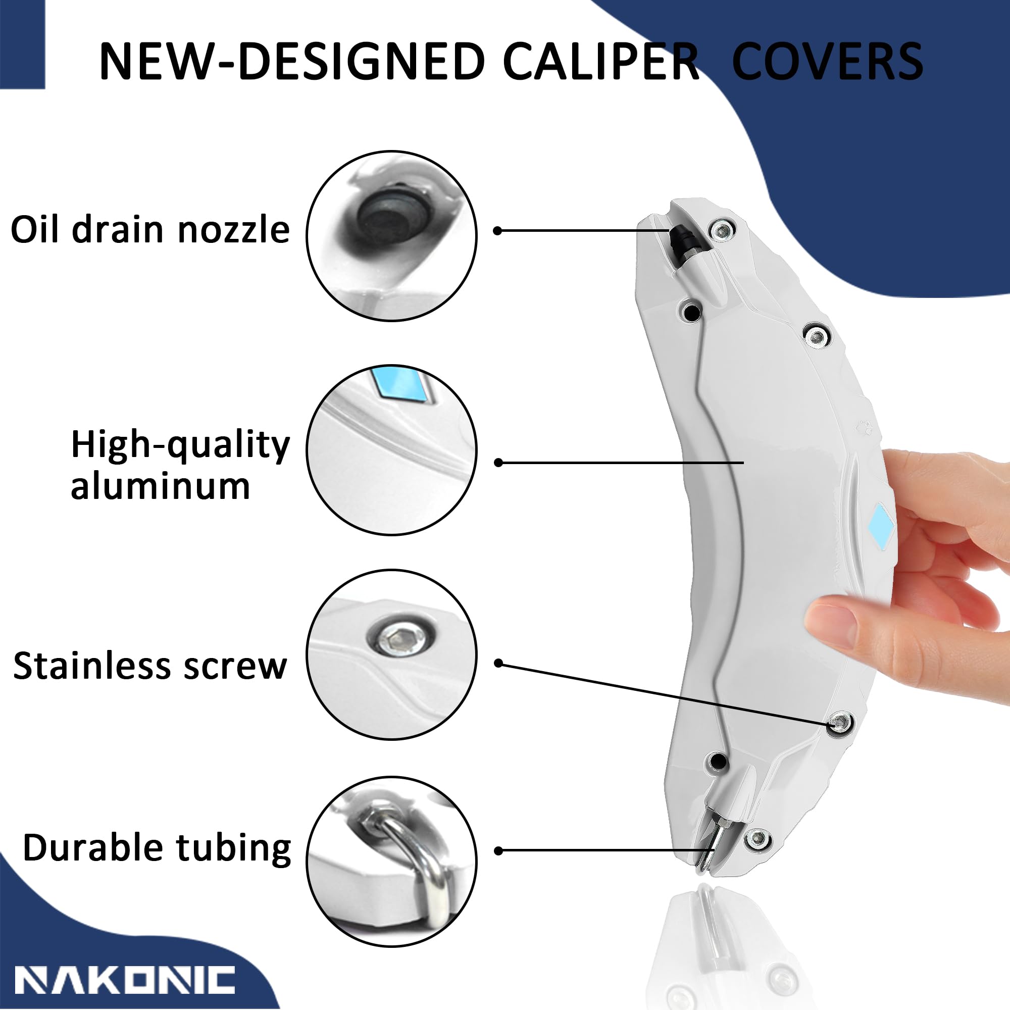 Premium Brake Caliper Covers Set of 4 for Tesla Model 3 (2017-2023) - Fits 18 & 19 Inch Wheels - White Caliper Protectors for Enhanced Style & Protection - Perfect for Car Enthusiasts & DIY Upgrades (Not Compatible with Model Y)